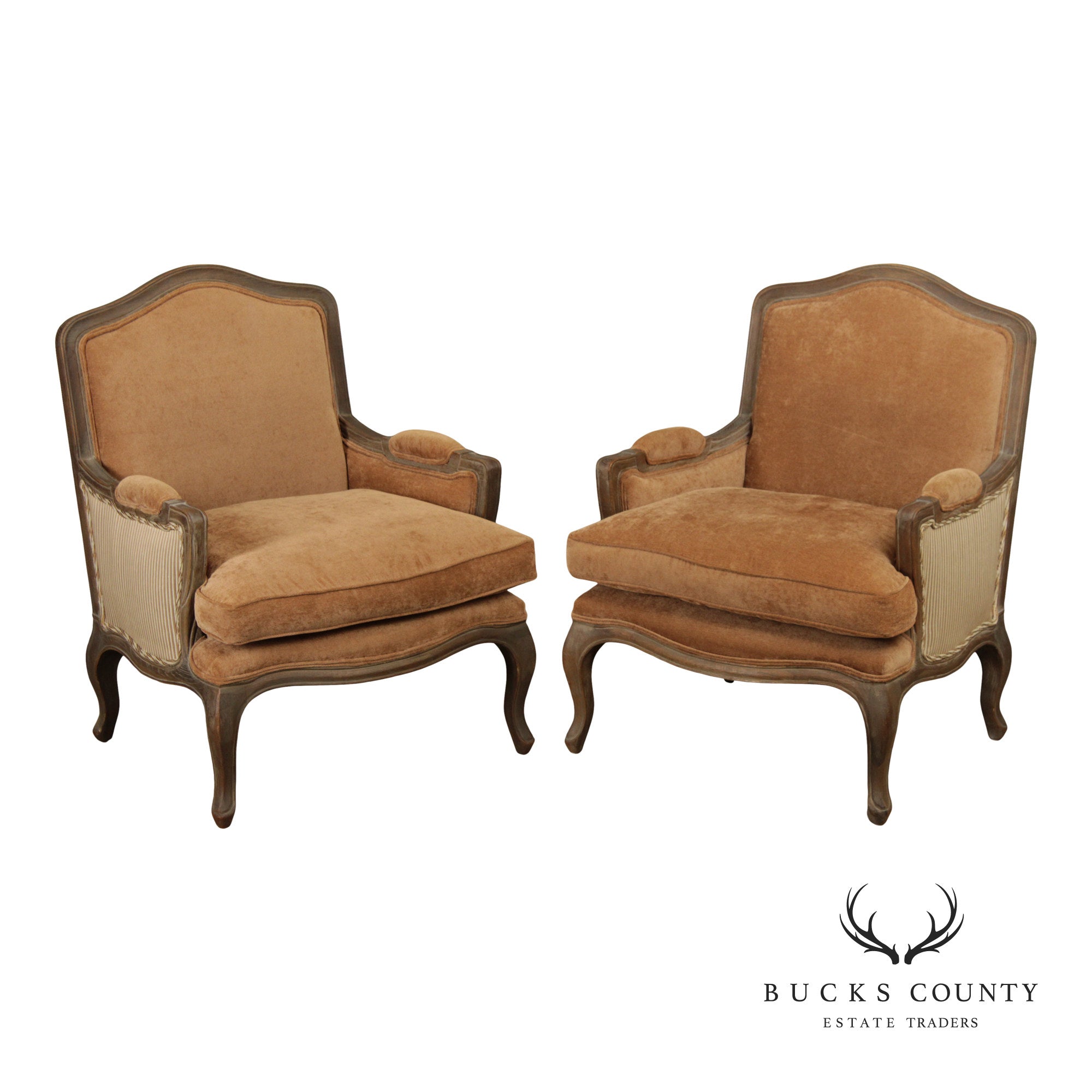 Restoration Hardware French Louis XV Style Marseilles Pair Of Bergere Chairs