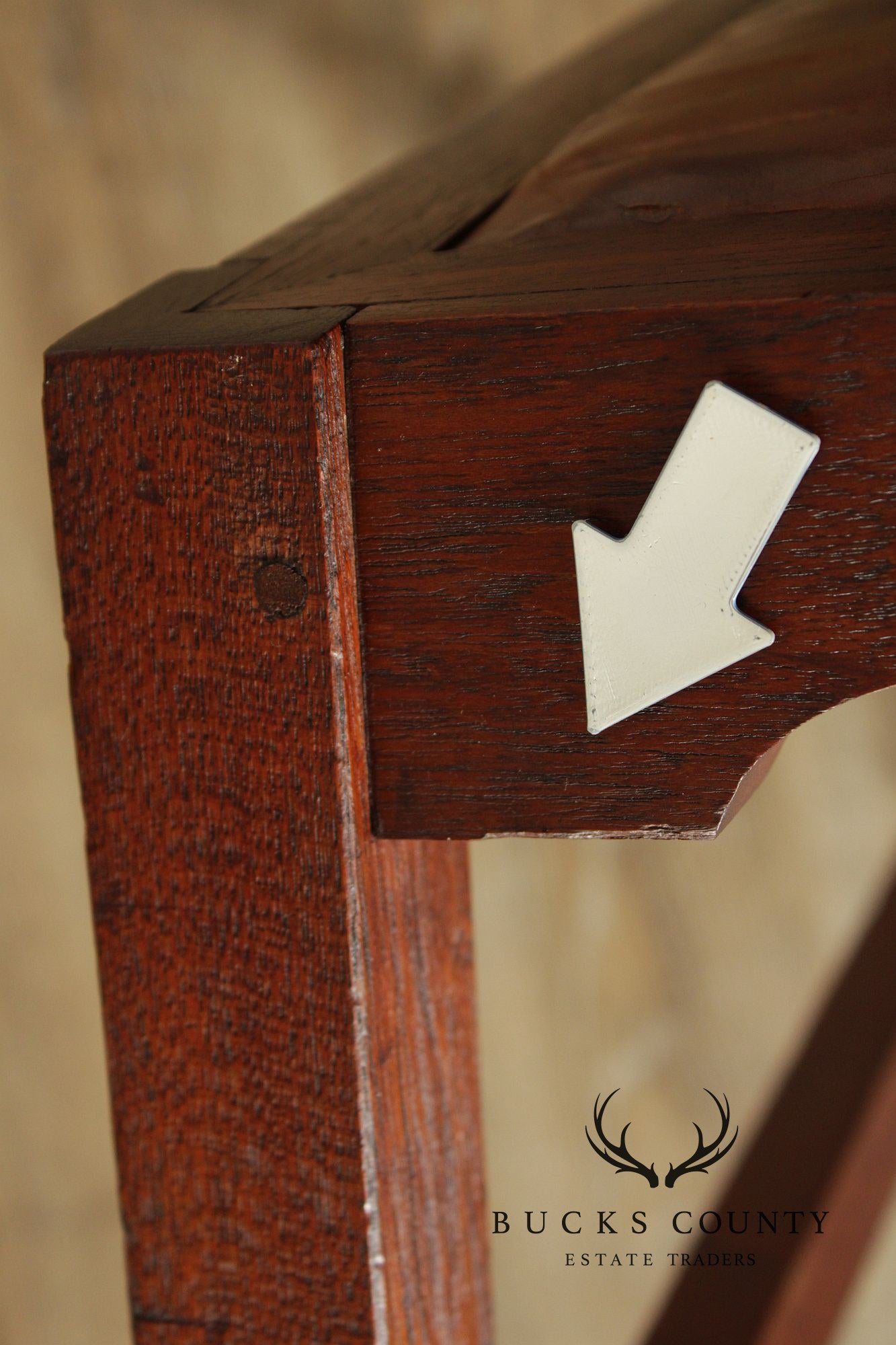 Arts & Crafts Leather Seat Oak Stool