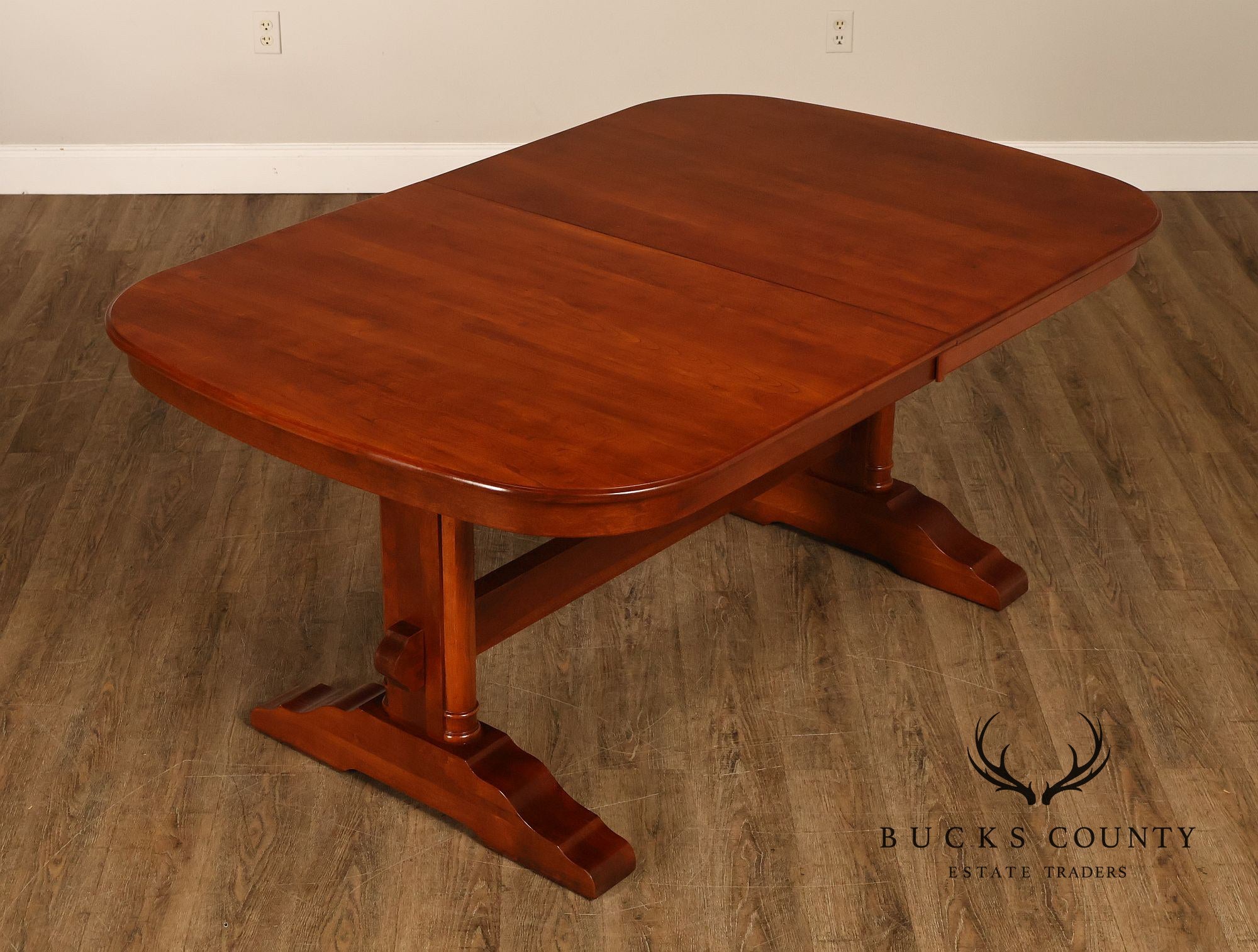 Richardson Brothers Solid Cherry Trestle Dining Table With Four Leaves