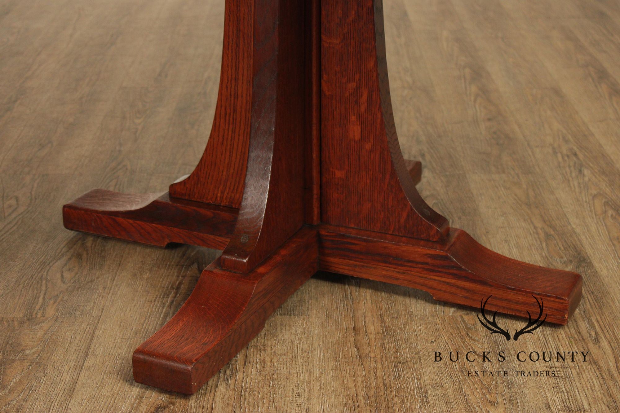 Antique L. & J.G. Stickley Mission Oak Round Dining Table