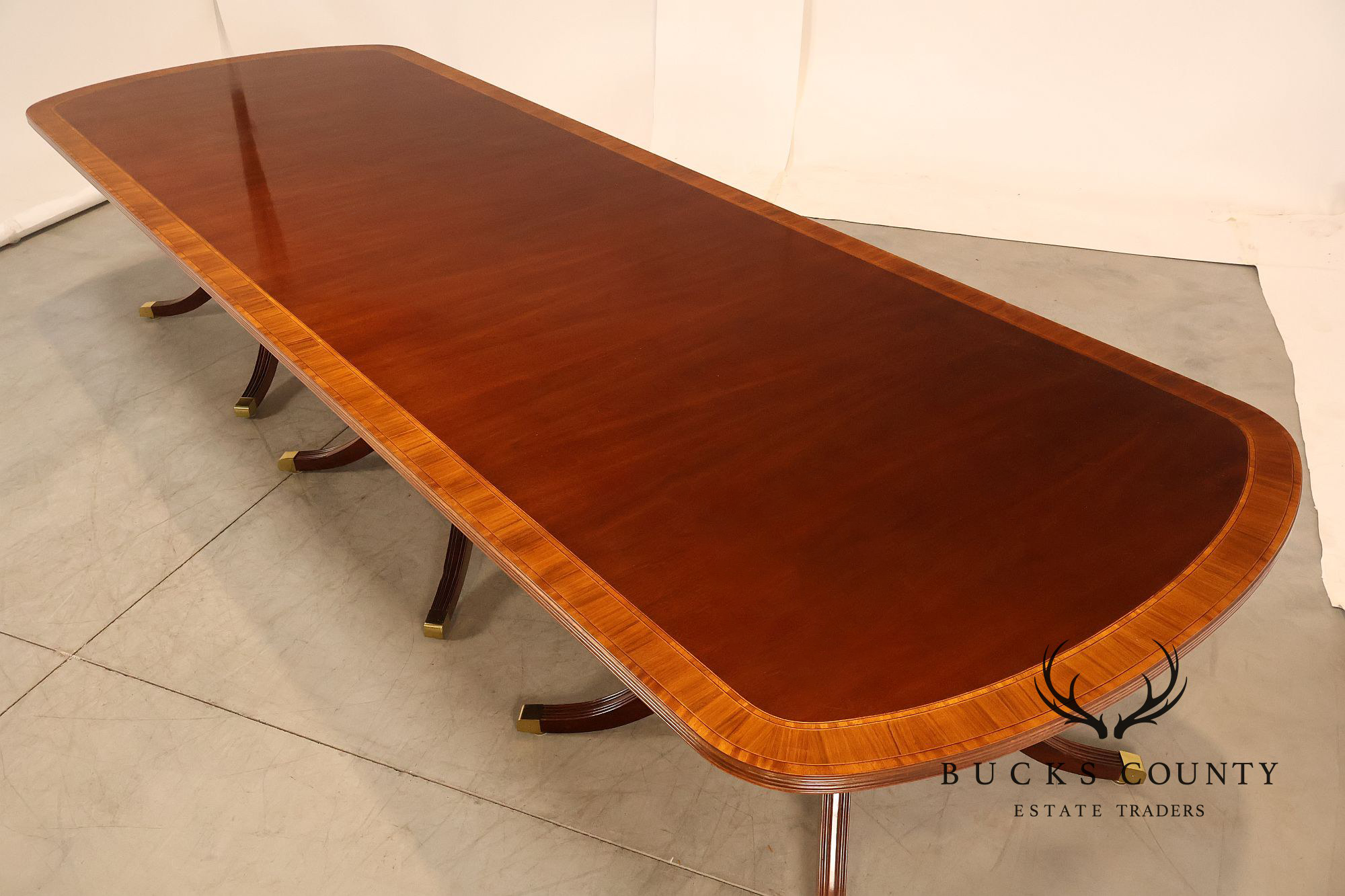 Councill Regency Style Triple Pedestal Mahogany 12' Dining Table
