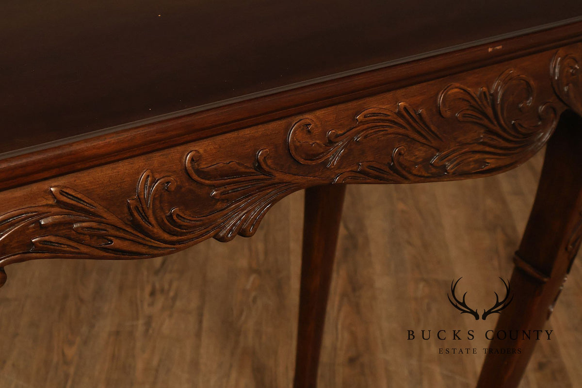 Narrow Irish Georgian Style Carved Mahogany Console Table