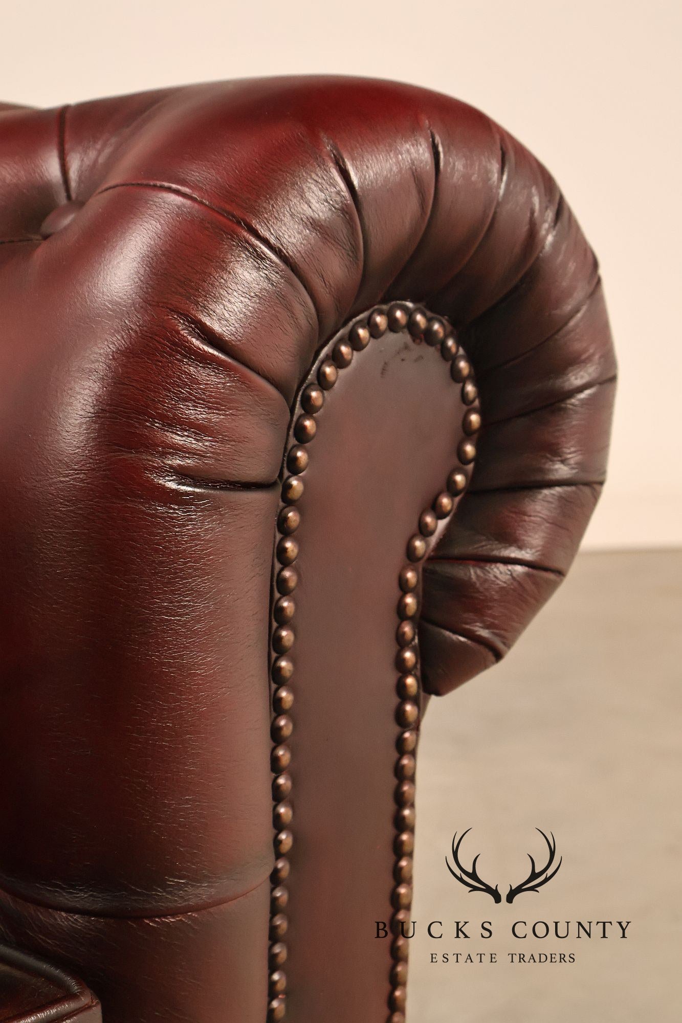 Chesterfield Style Pair of Oxford Red Leather Club Chairs