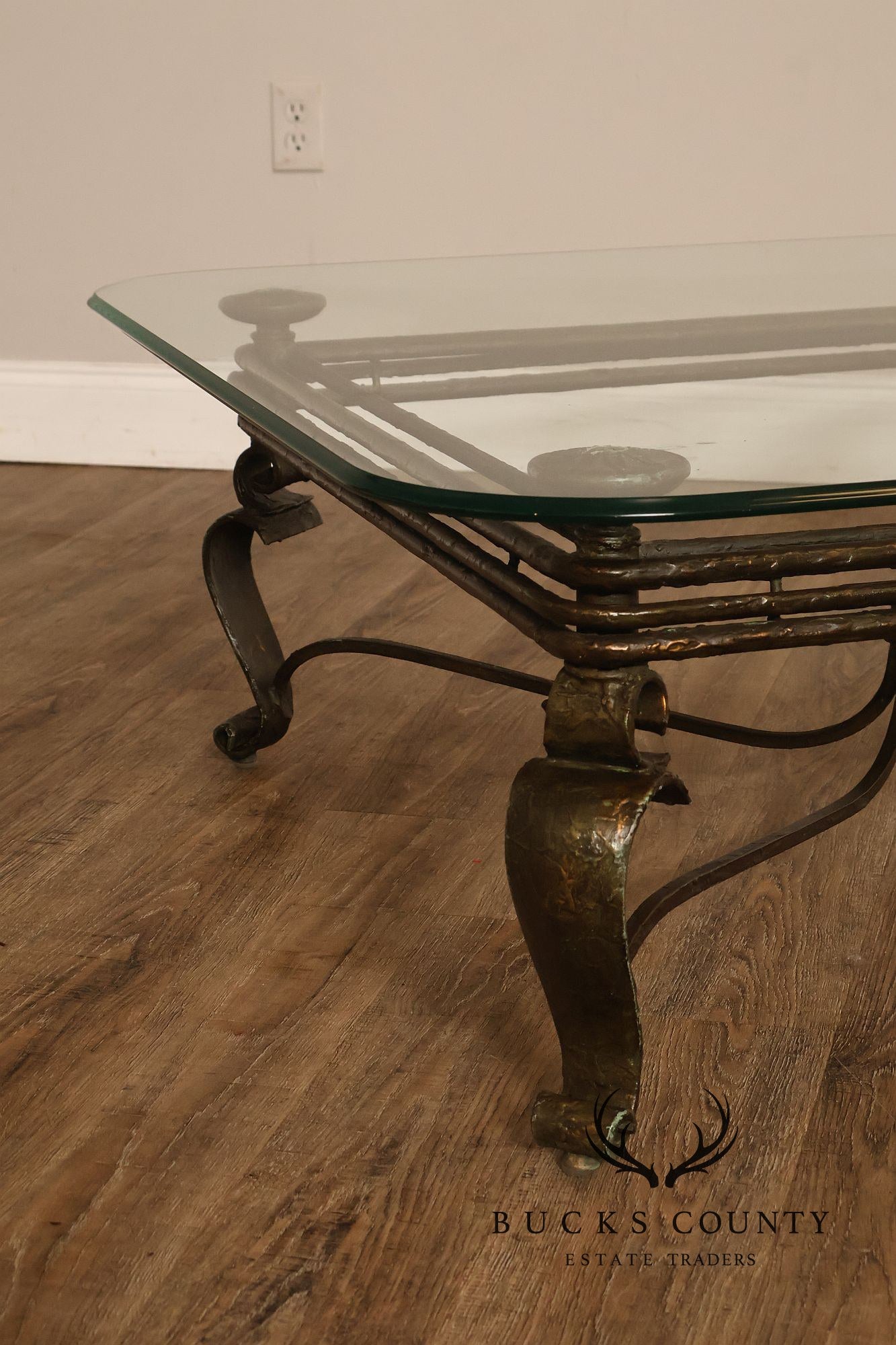 Neoclassical Style Iron And Glass Coffee Table