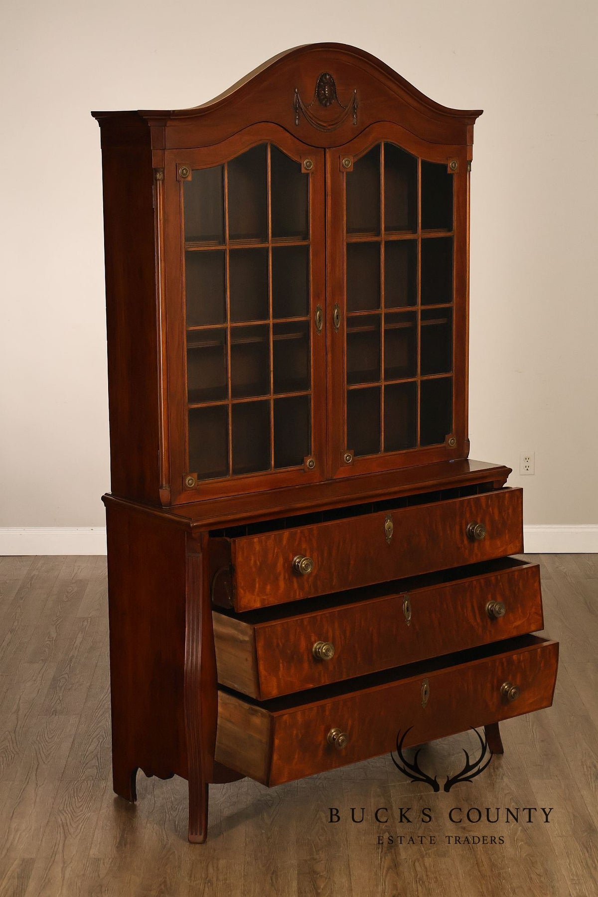 Federal Style Mahogany Secretary Bookcase With Drop Front Desk