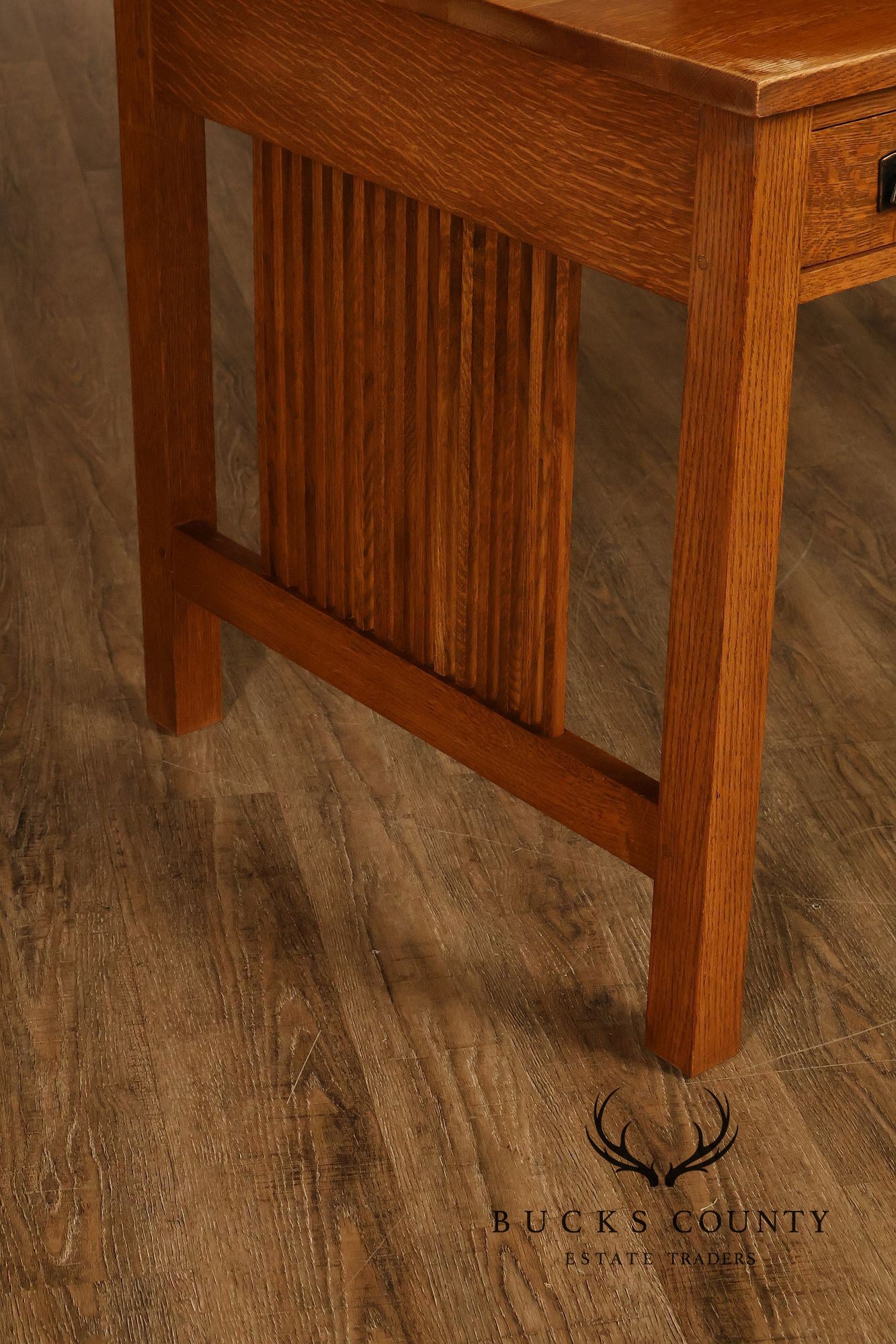 Stickley Mission Collection Oak Spindle Desk with Hutch