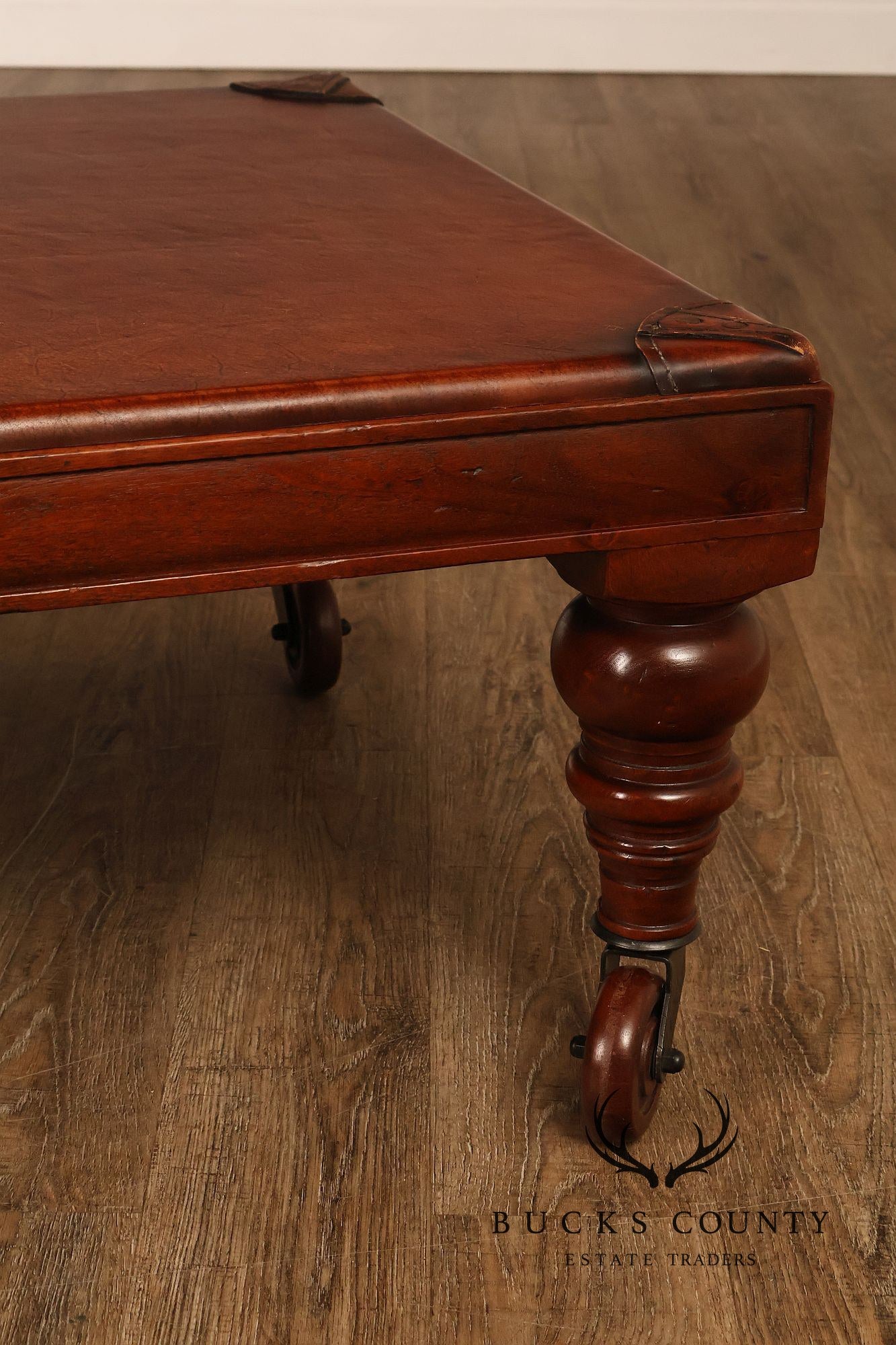 South Cone Company Traditional LeatherTop Coffee Table On Casters