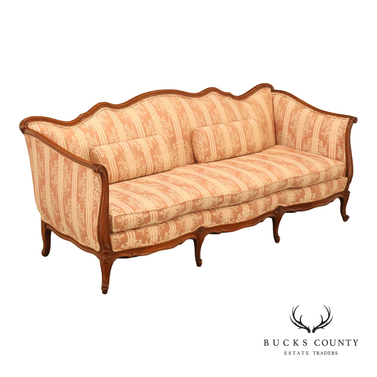 French Louis XV Style Upholstered Serpentine Sofa