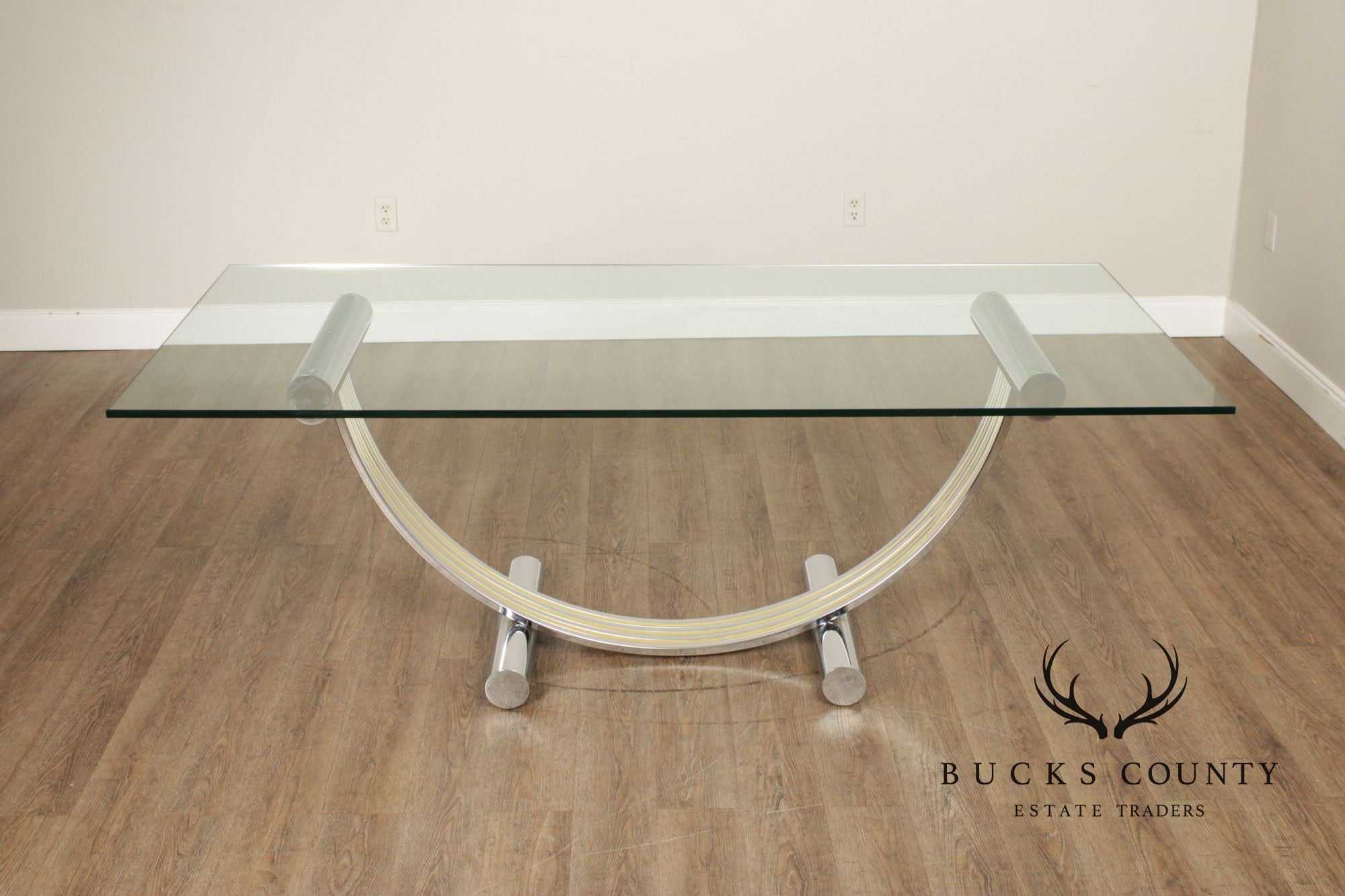 Italian Modern Glass Top Chrome Dining Table Renato Zevi