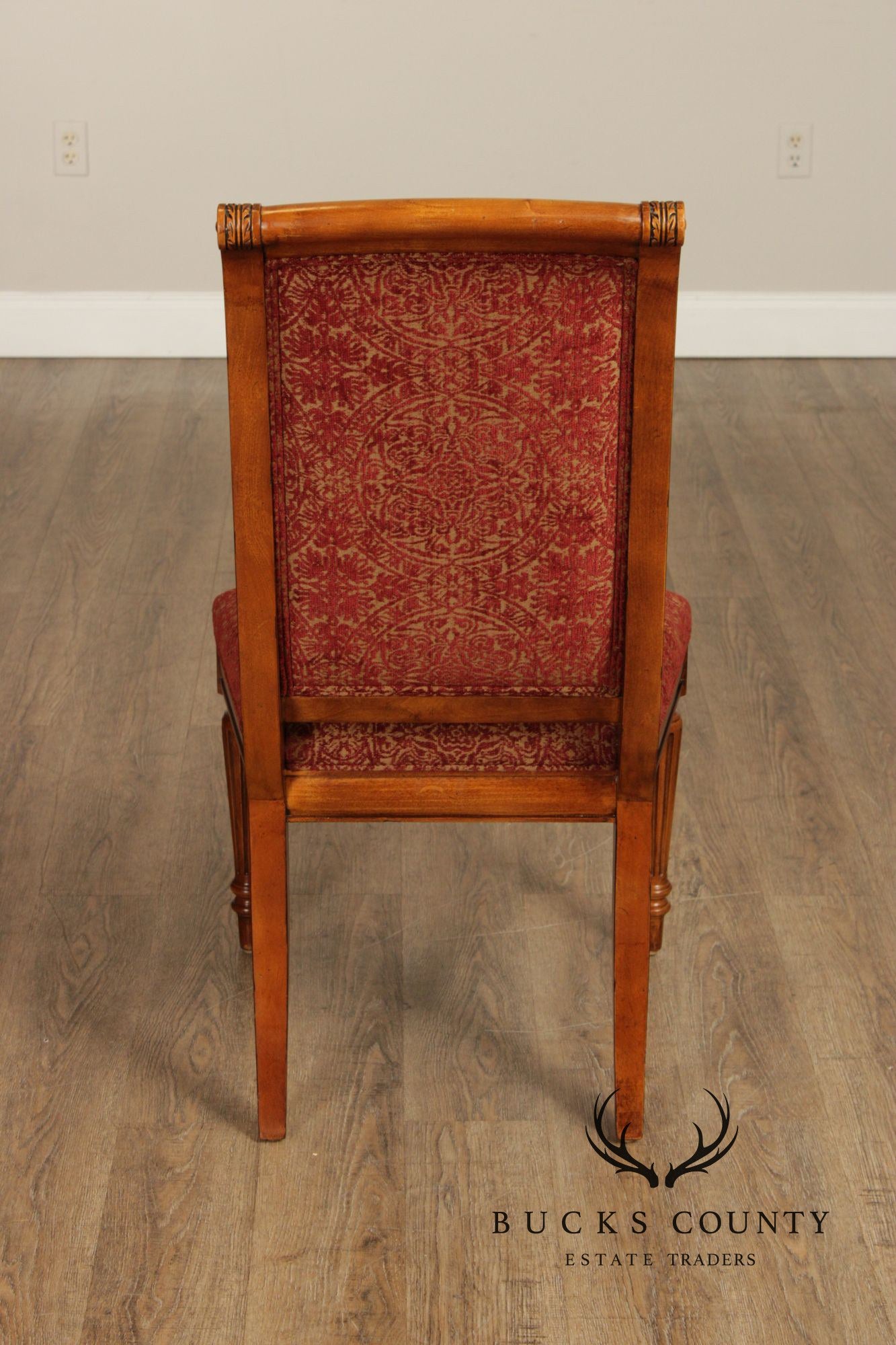 Ethan Allen 'Townhouse' Set of Six Carved Frame Upholstered Dining Chairs