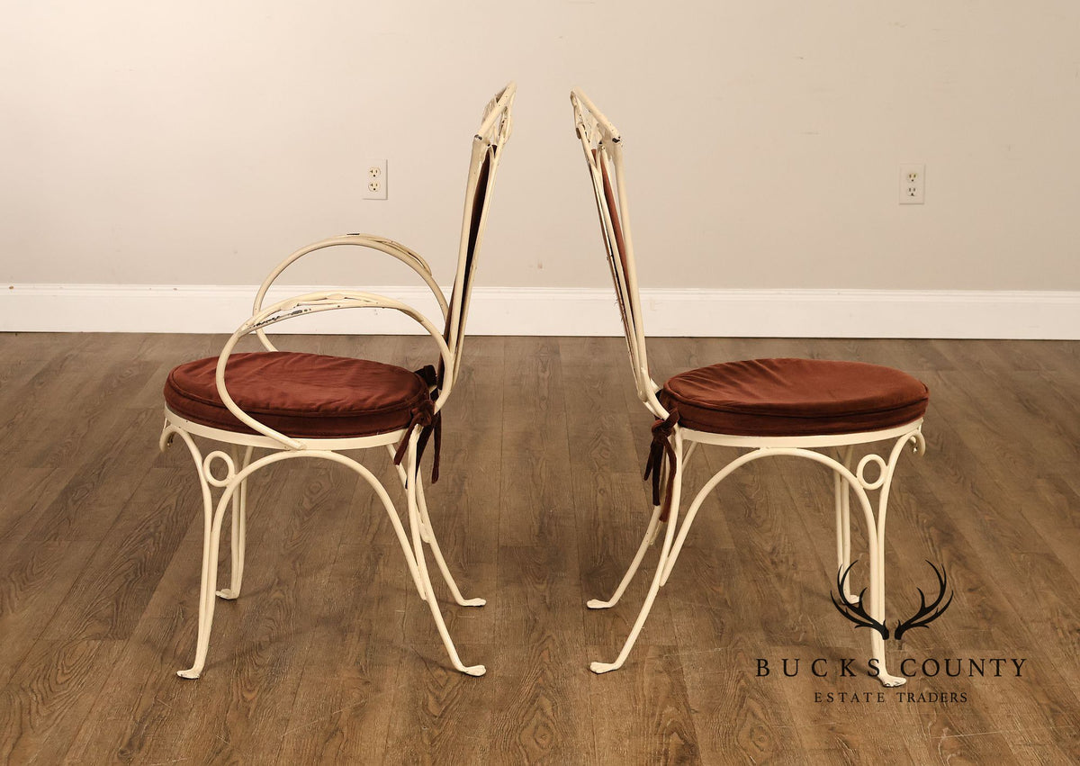 Salterini Mid Century Wrought Iron Fruit And Vine Set Of 6 Dining Chairs