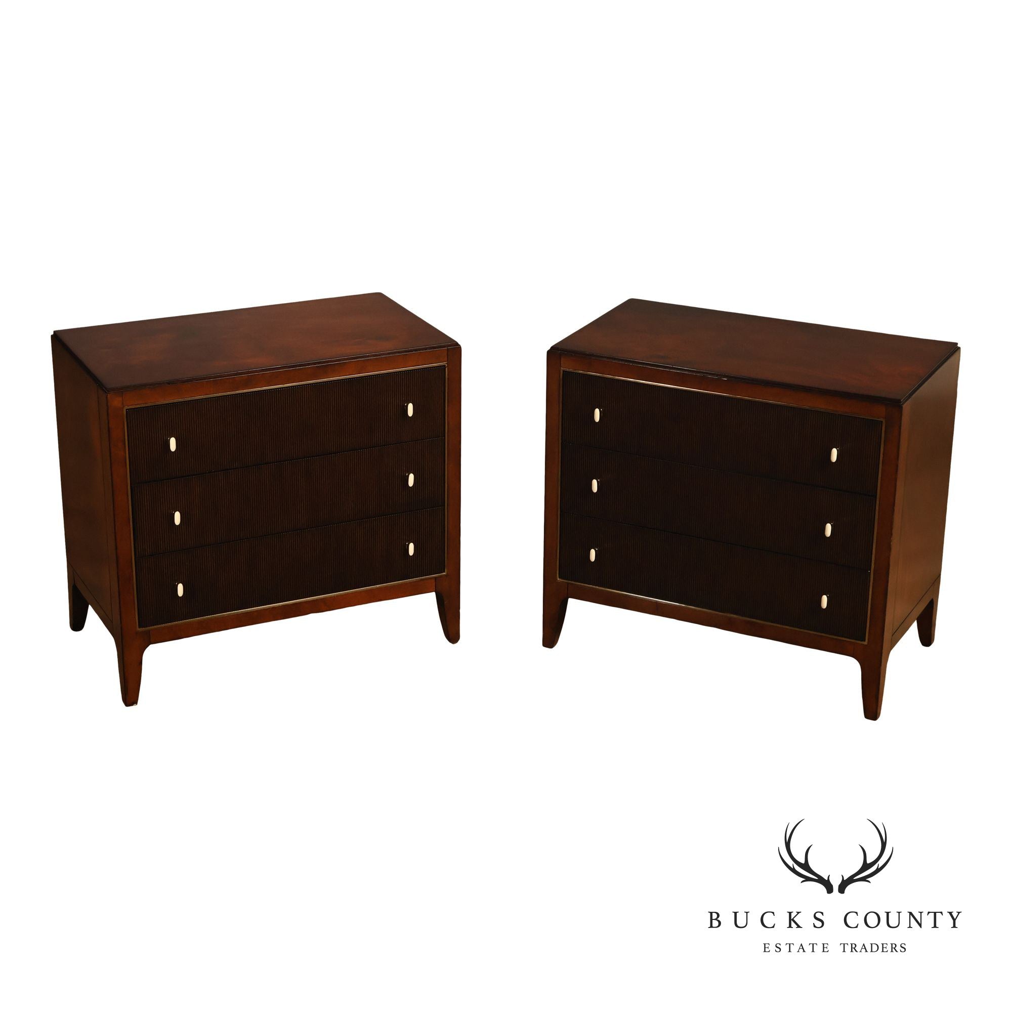 Caracole Art Deco Style Pair of Mahogany Chest Nightstands