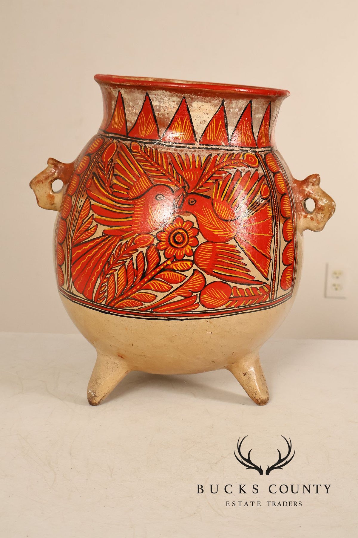 Mexican Folk Art Pottery Vase