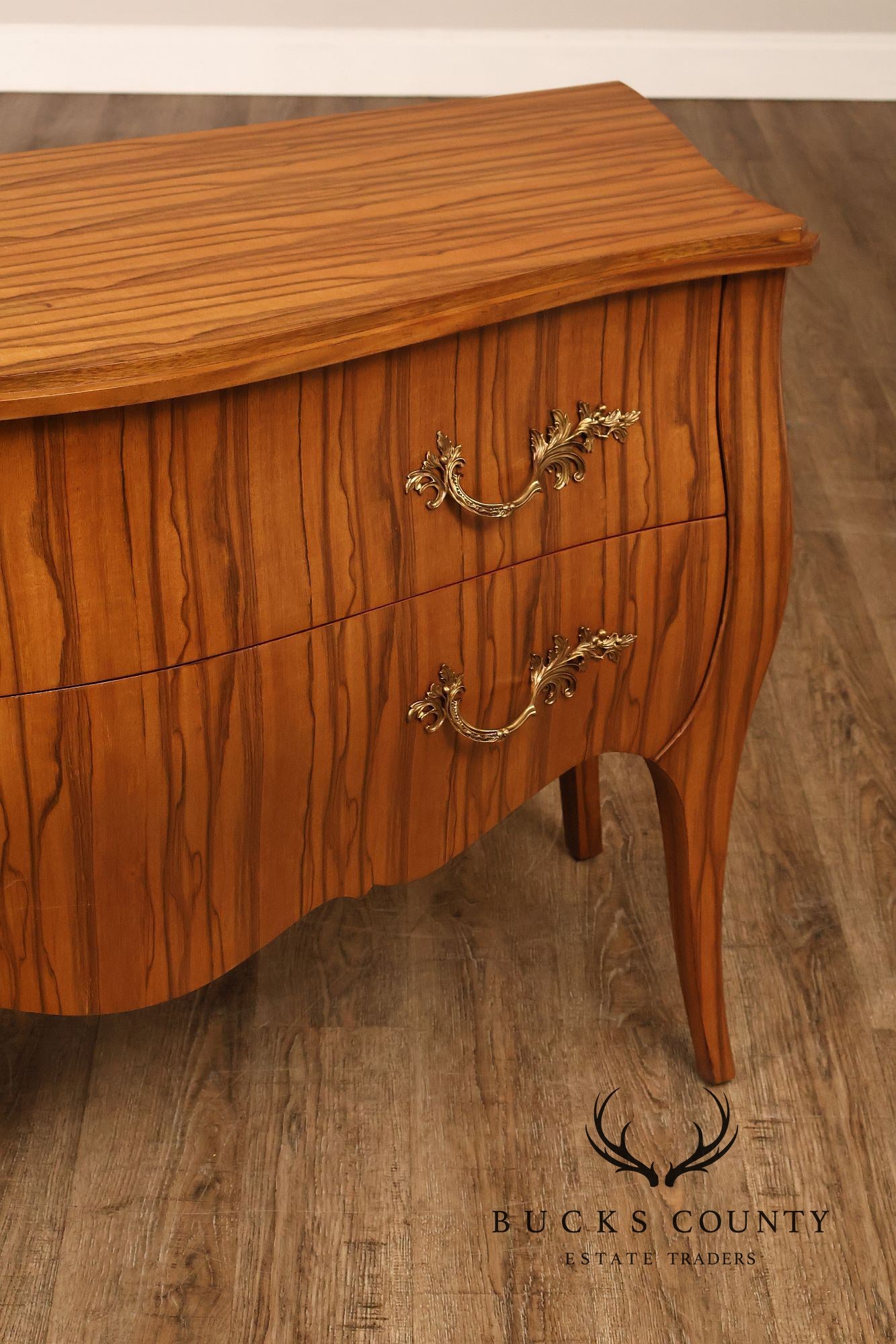 Theodore Alexander French Louis XV Style Two Drawer Bombe Commode