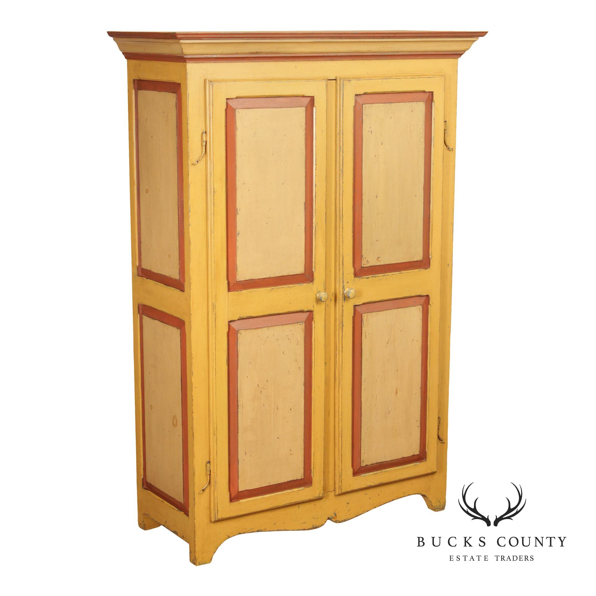 Custom Quality Country Farmhouse Painted Armoire Storage Cupboard
