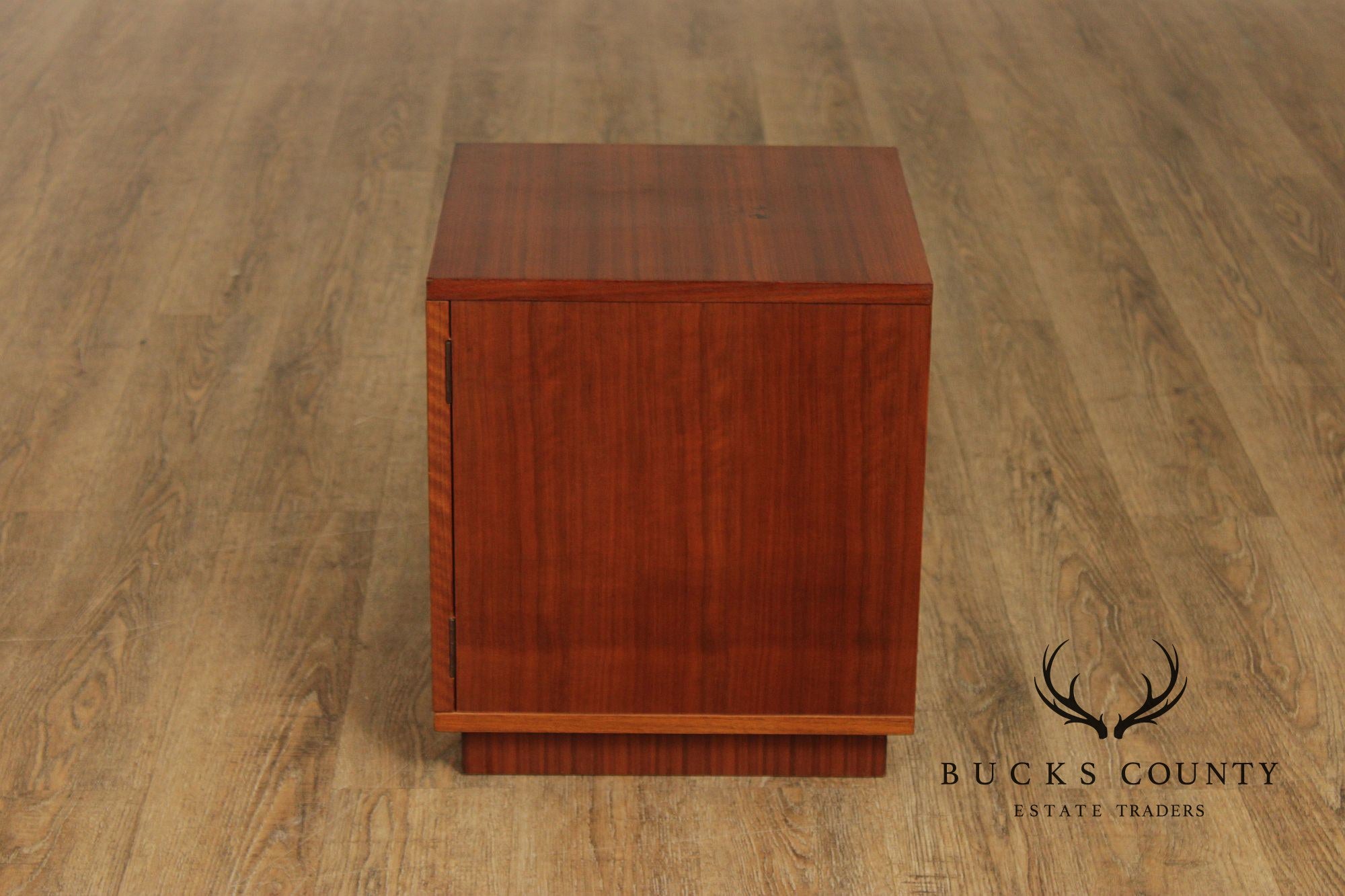 Pair Of Danish Modern Style Teak Single Door Nightstands