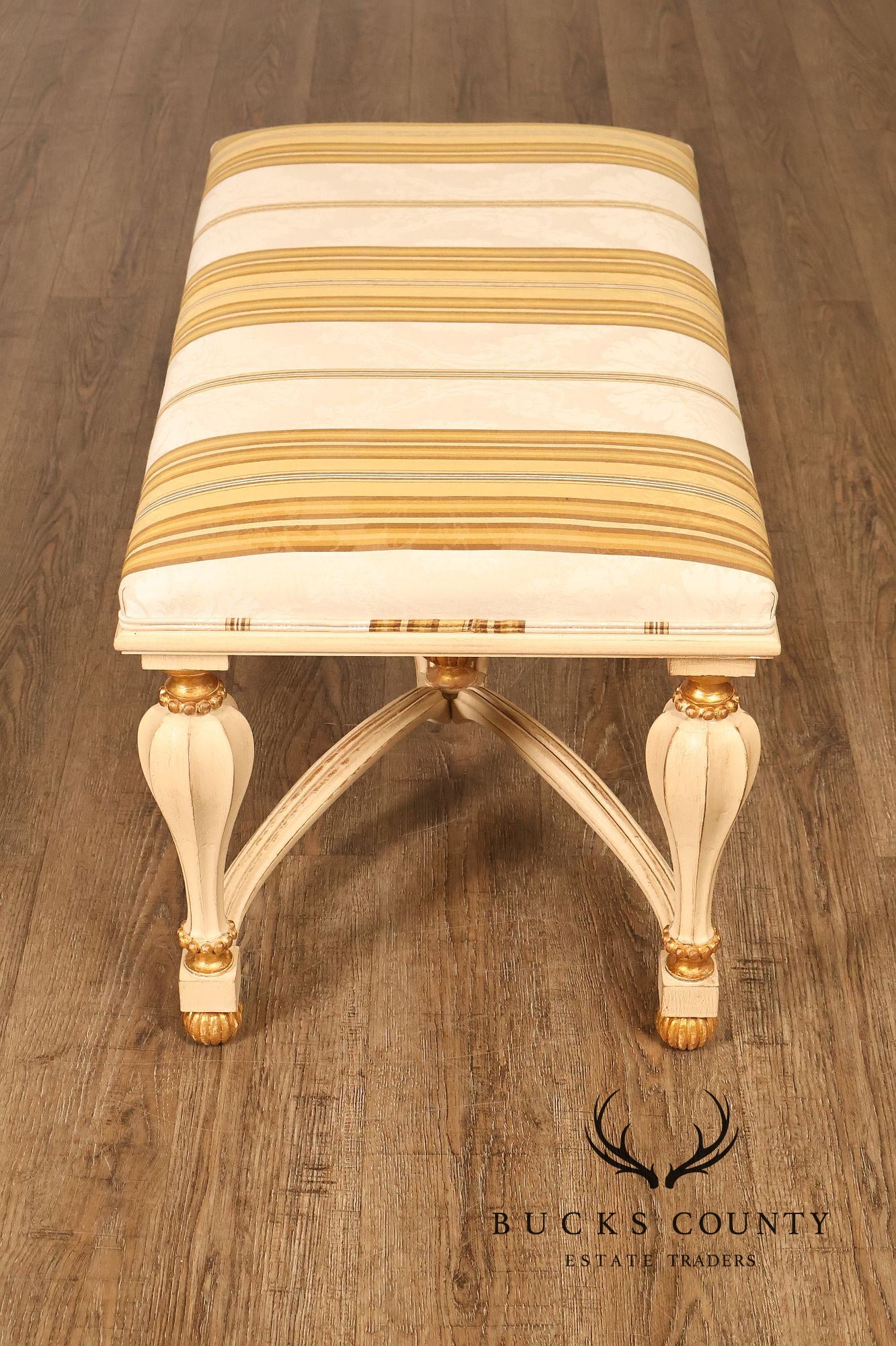 Decorative Crafts Inc. Italian Renaissance Style Partial Giltwood Painted Window Bench