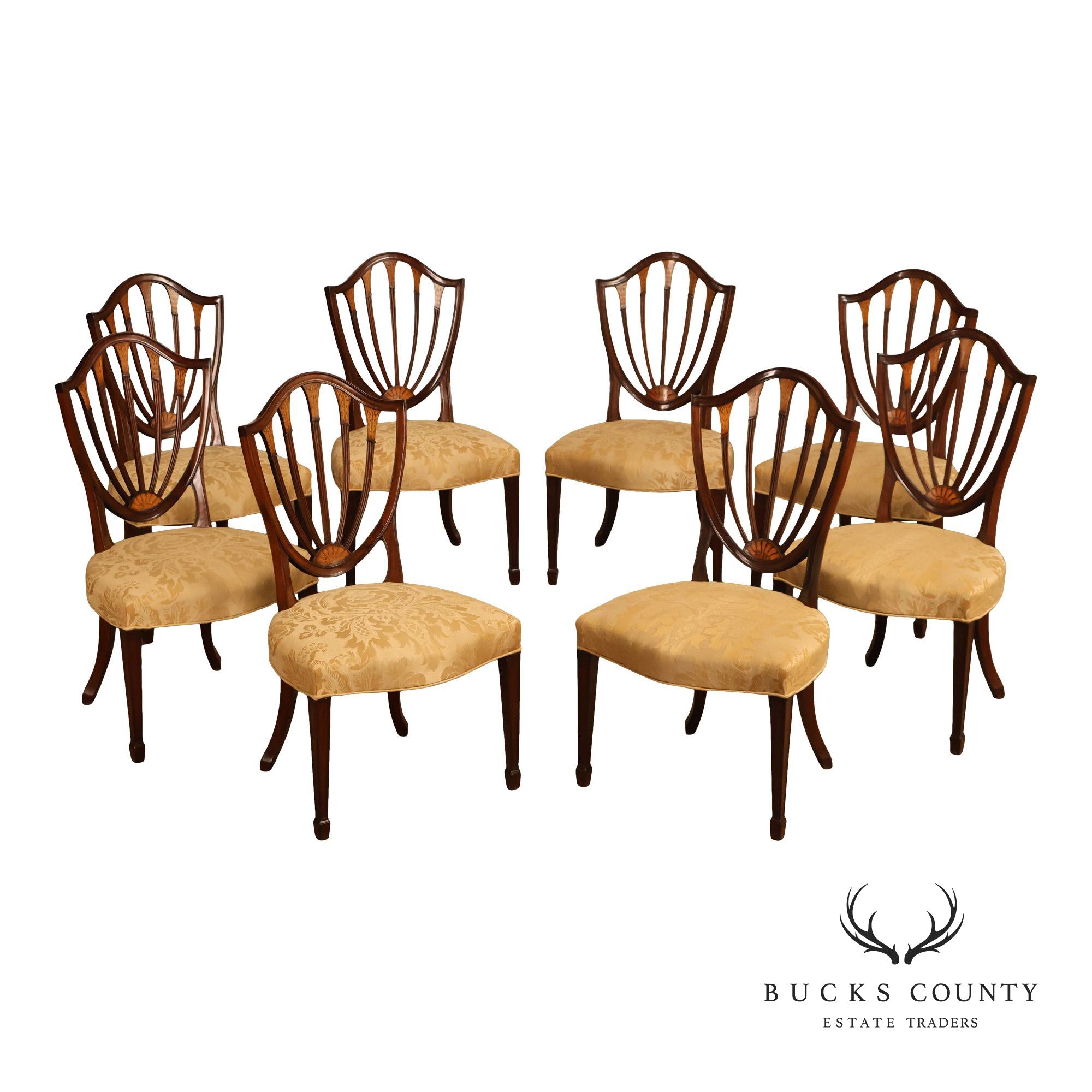 Antique Hepplewhite Style Set Of 8 Mahogany Dining Chairs