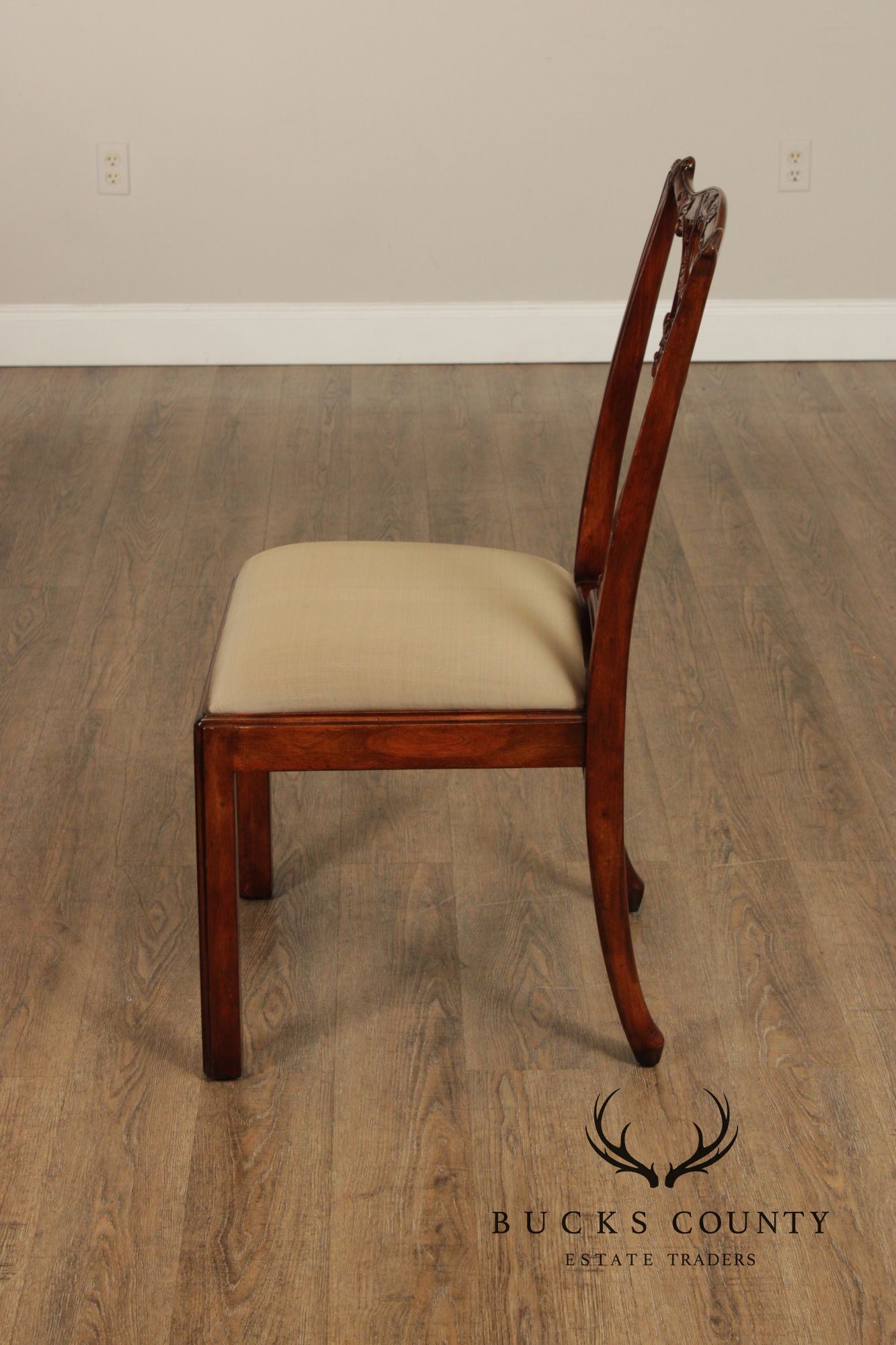 Theodore Alexander Chippendale Style Pair Of Carved Mahogany Side Chairs