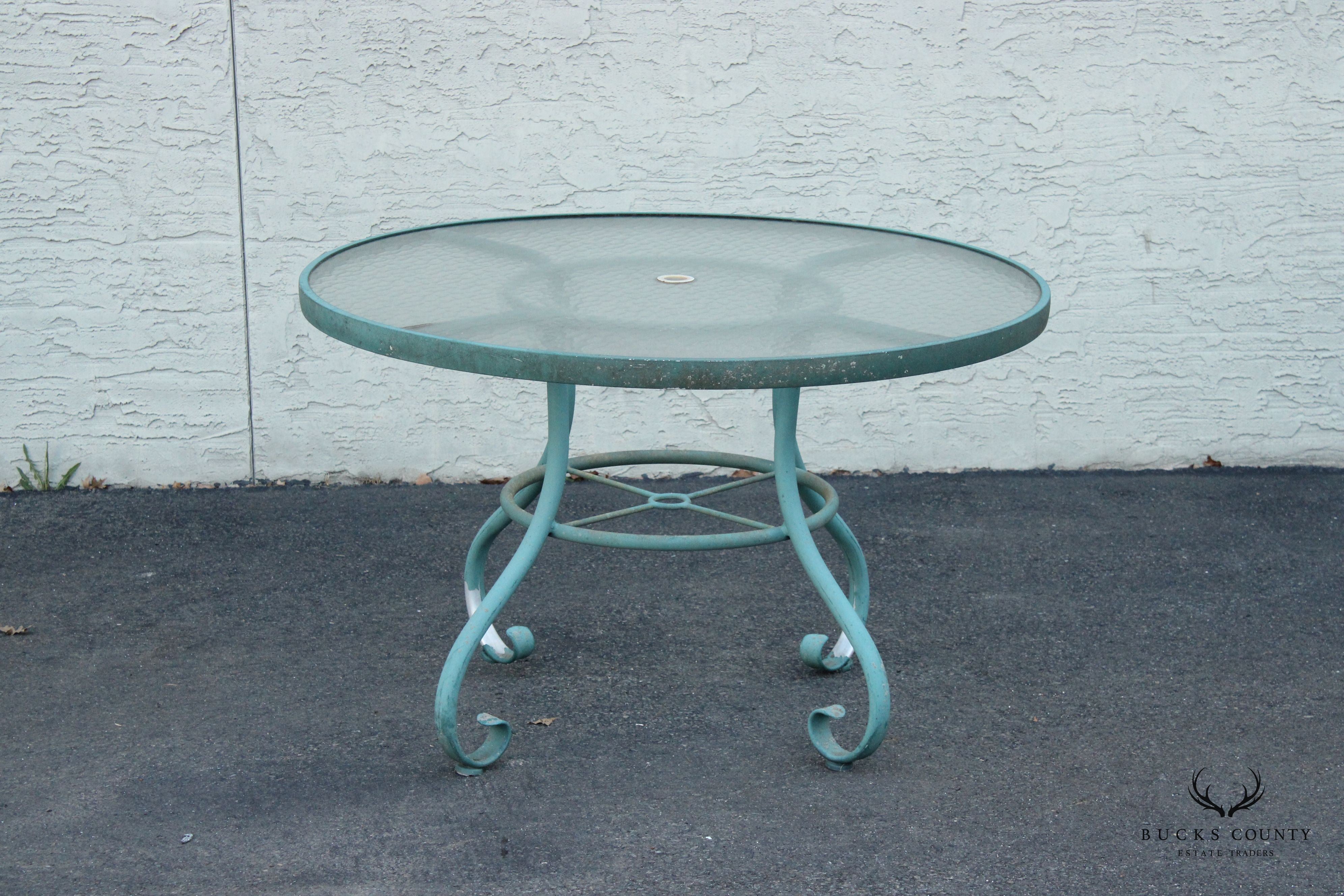 Woodard Round Glass Top Outdoor Patio Dining Table