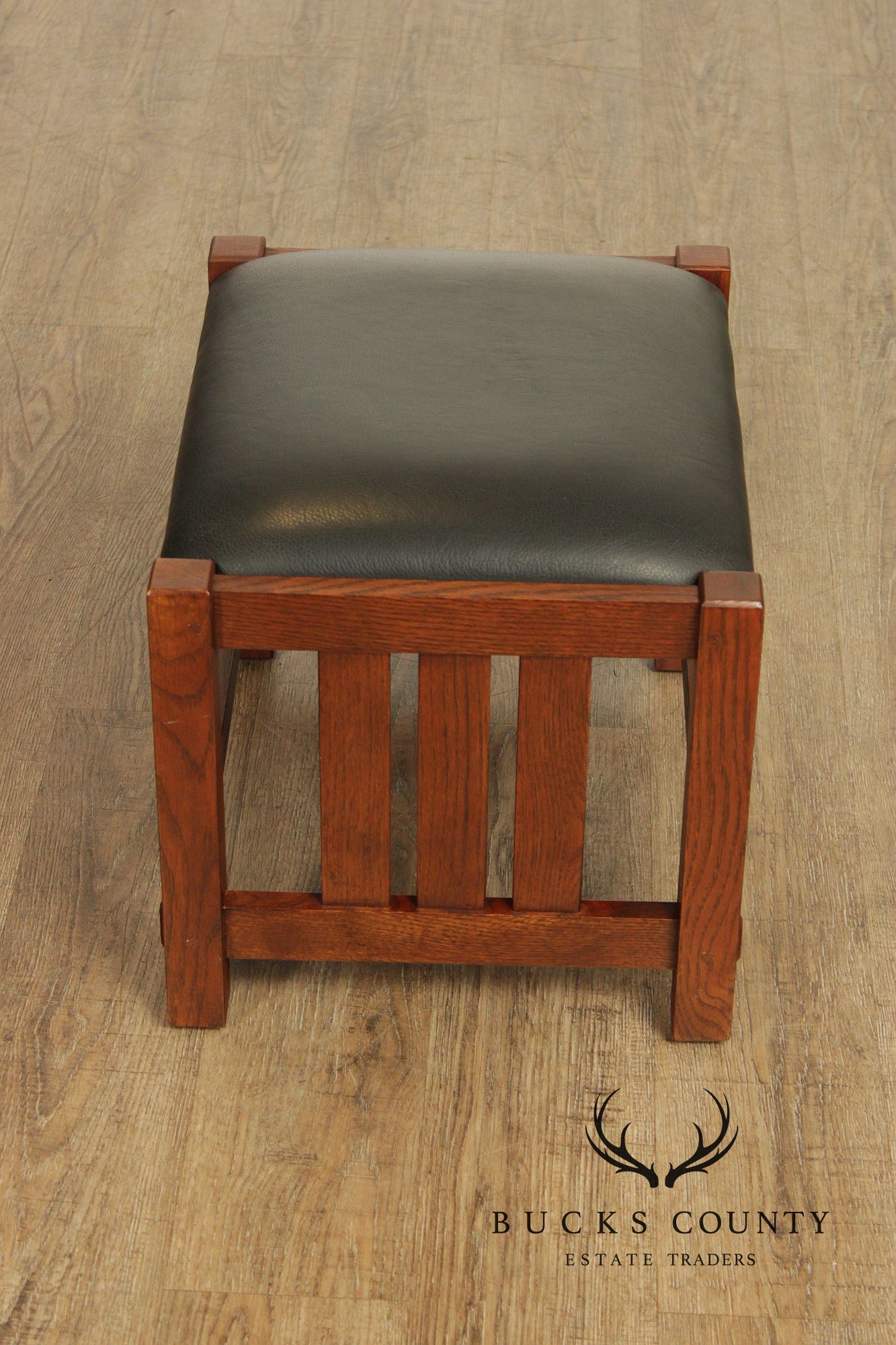 Stickley Mission Collection Oak Bow Arm Morris Chair and Ottoman