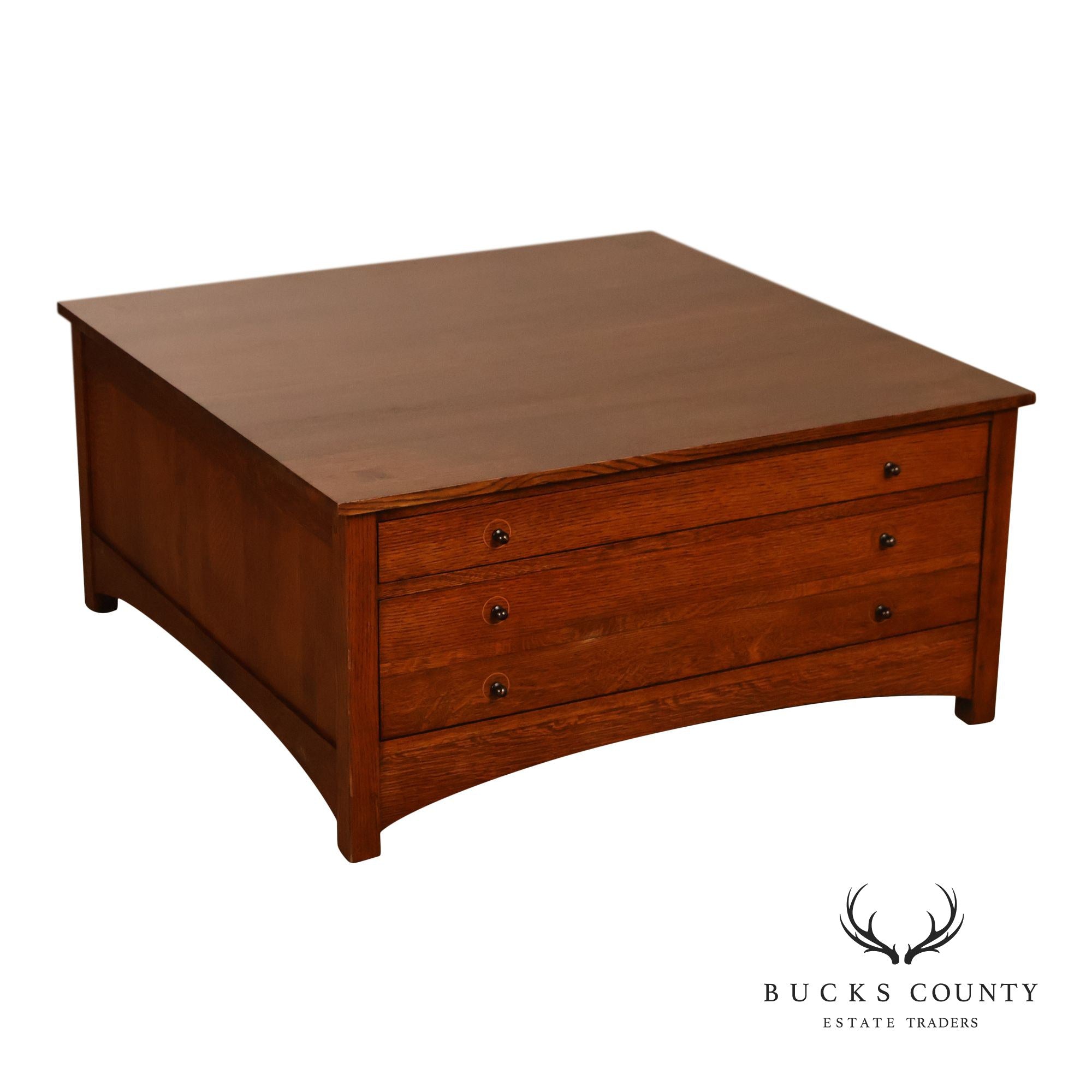 Stickley Harvey Ellis Mission Collection Oak Cocktail Table With Inlay