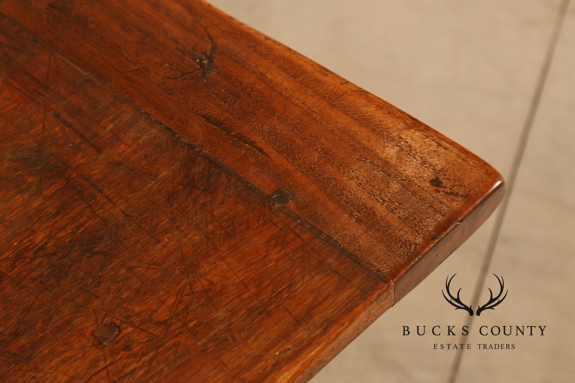 Antique Farmhouse Walnut Draw-Leaf Dining Table