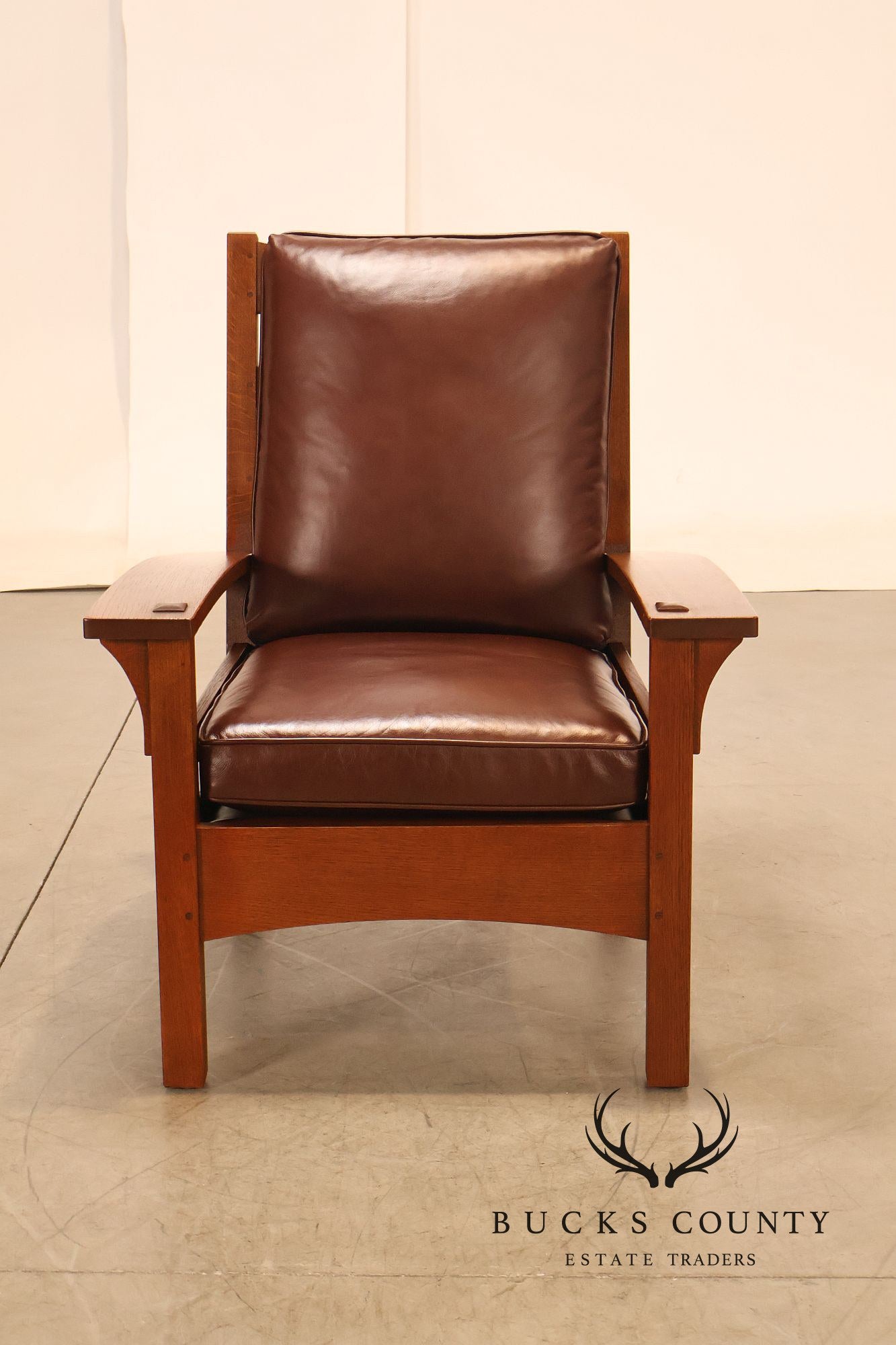 Stickley Mission Collection Oak And Leather Lounge Chair