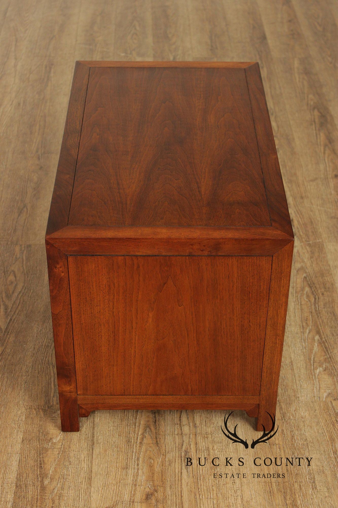 Heritage Mid Century Modern Pair of Walnut Two-Drawer Nightstands