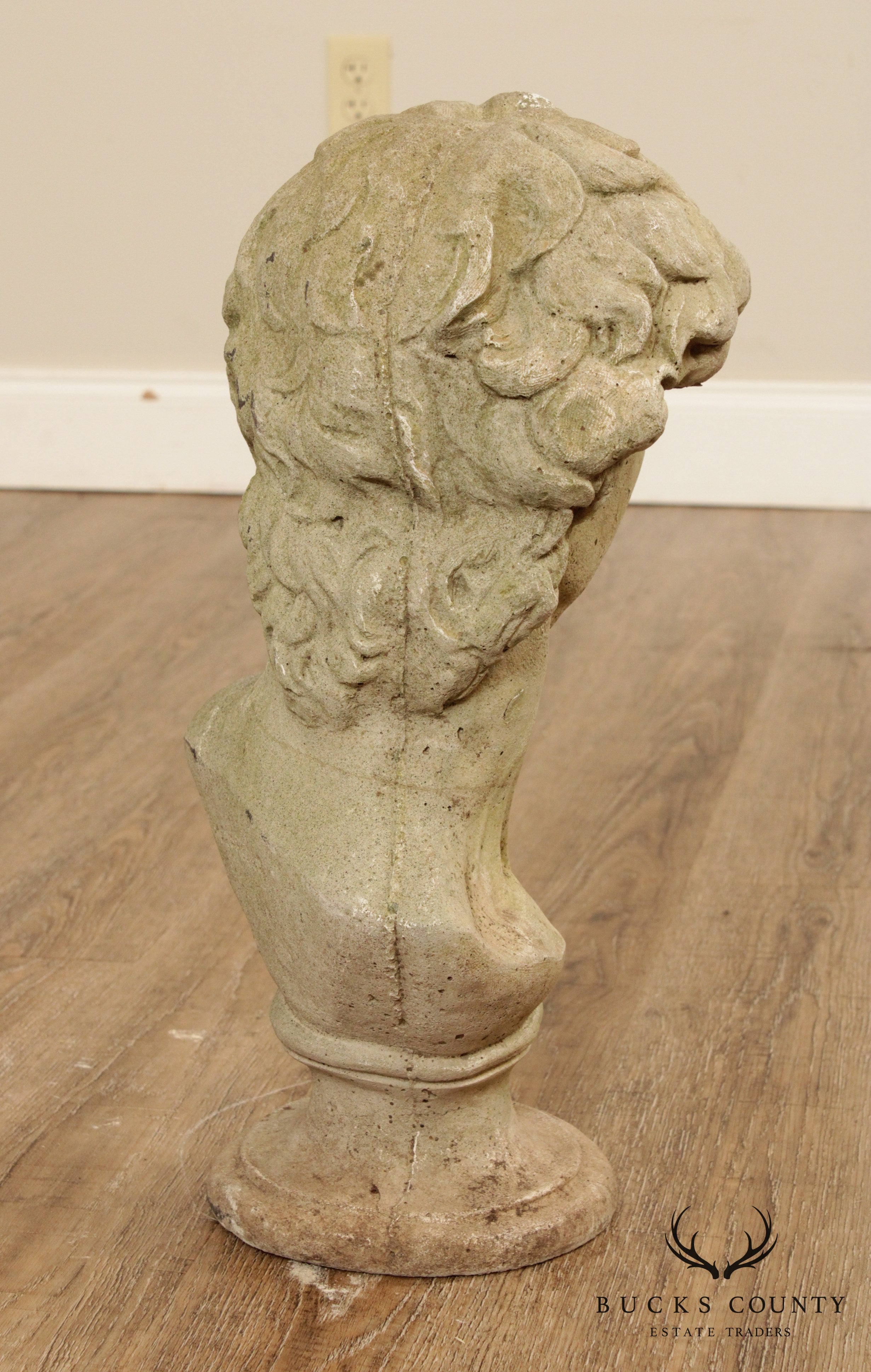 Vintage Cast Stone Garden Bust Of Michelangelo's David (B)