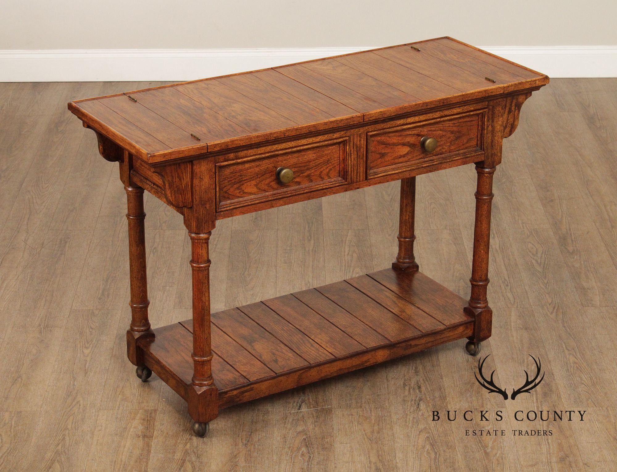 Century Furniture Vintage Oak Flip-Top Server Trolley
