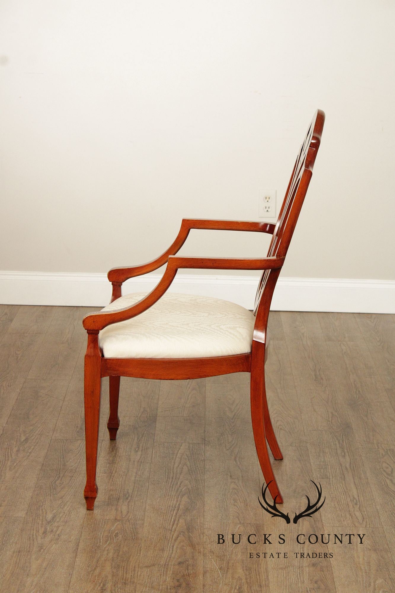 Casa Stradivari Painted Hepplewhite Style Shield Back Pair Of Armchairs