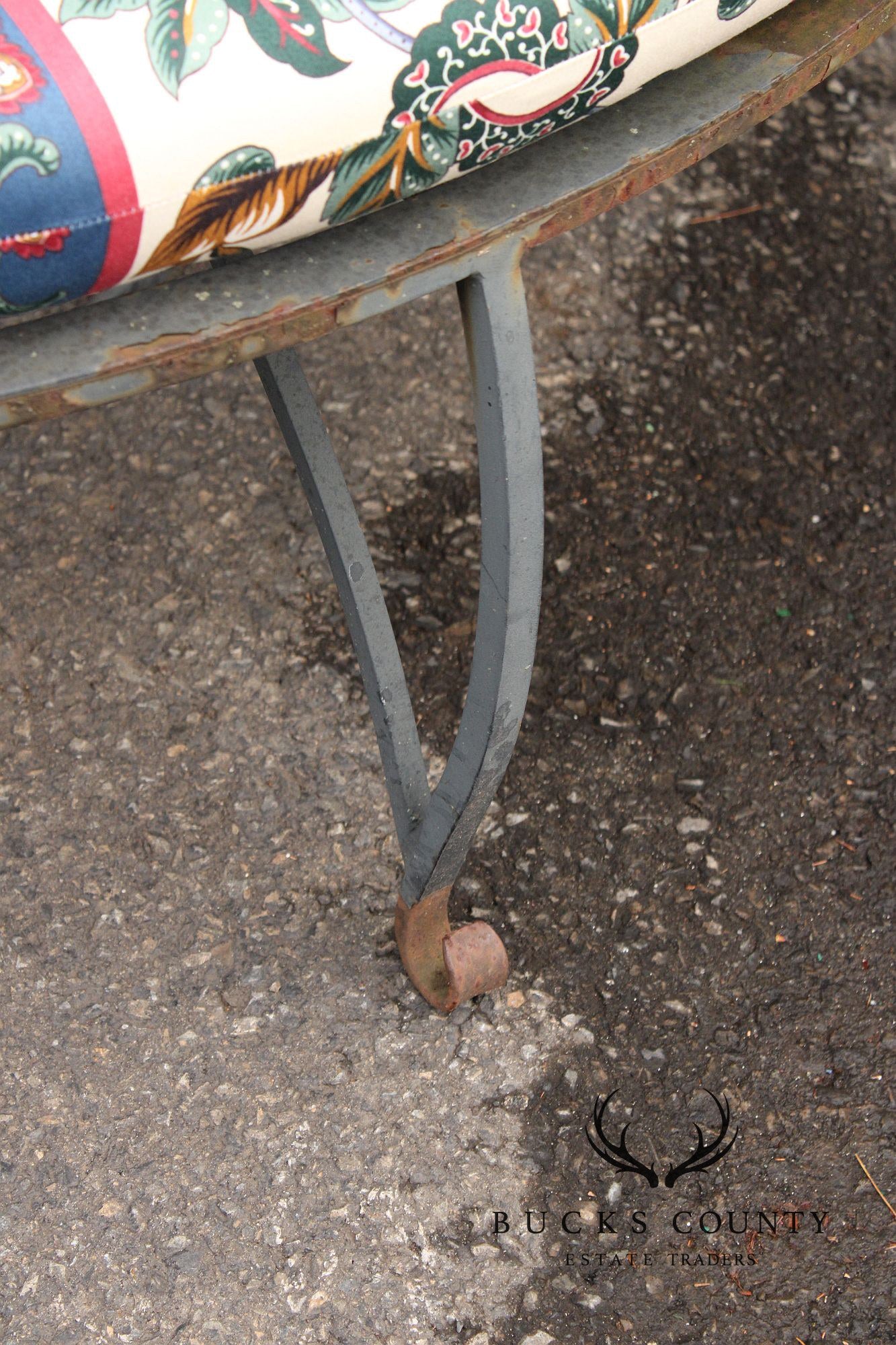 Wrought Iron Circular Garden Tree Bench With Cushions