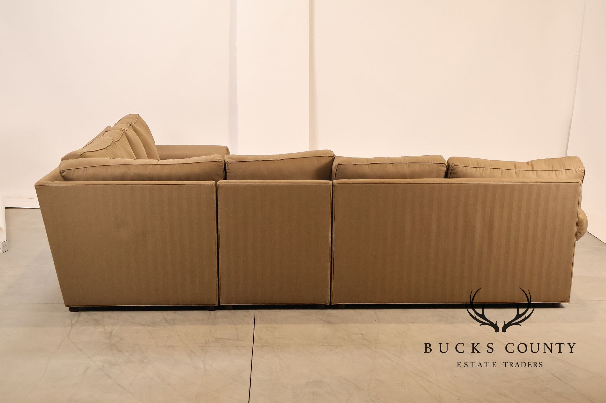 Ethan Allen Upholstered Custom Sectional Sofa With Chaise