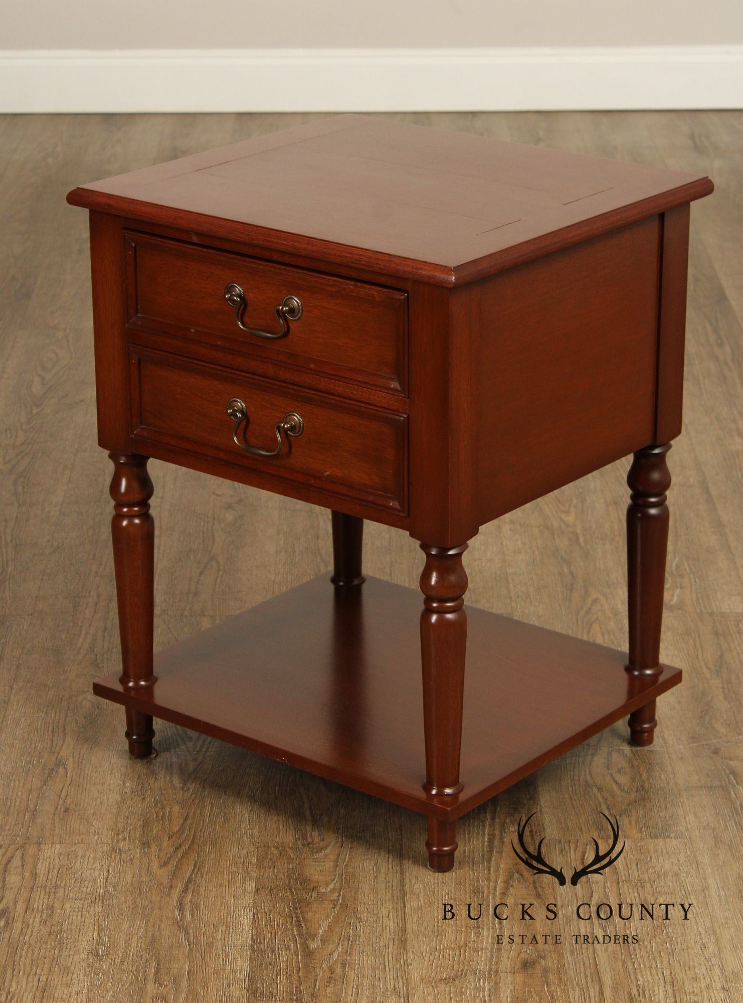 Traditional Style Two Drawer Mahogany Nightstand