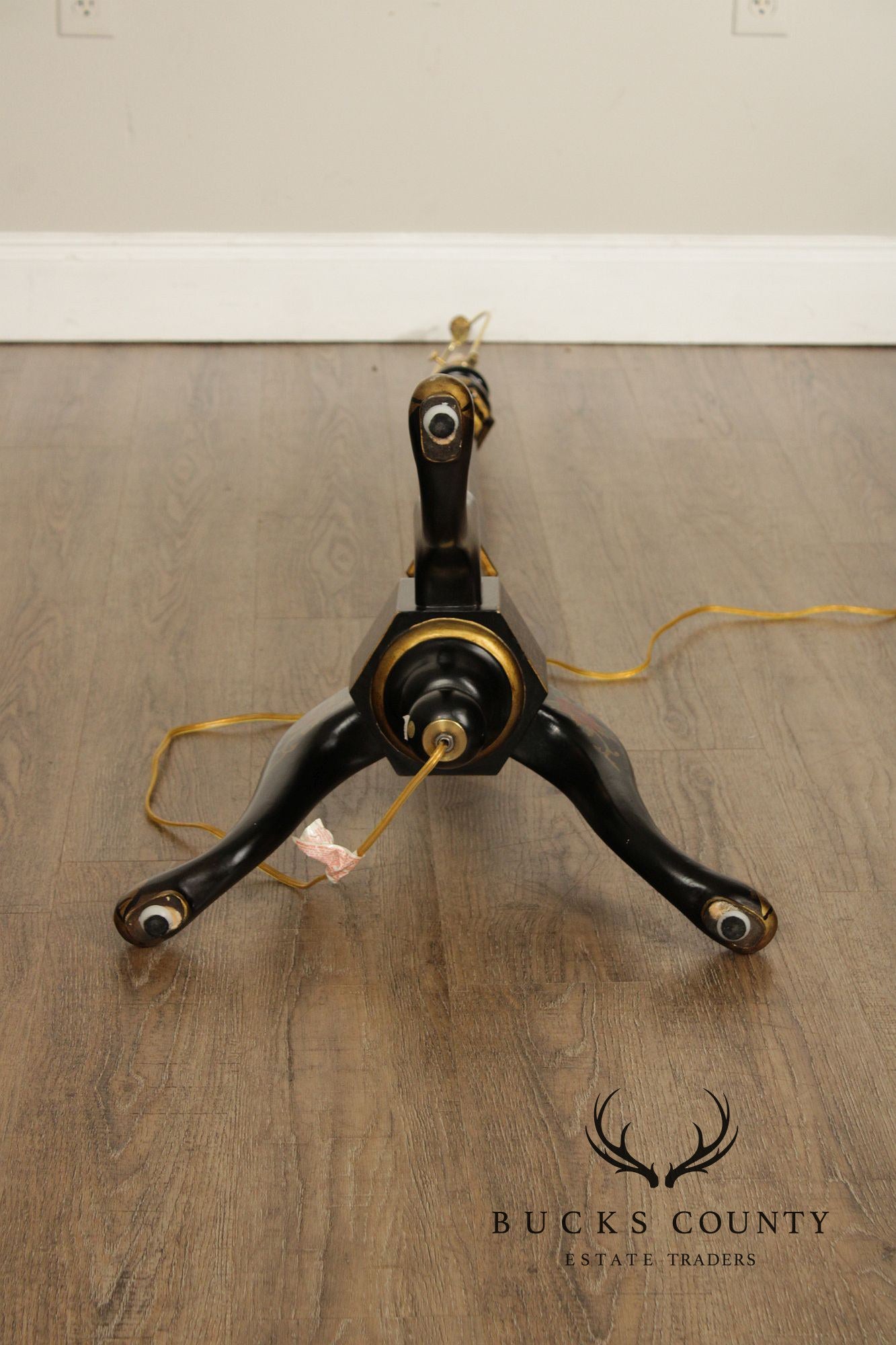 Chelsea House Chinoiserie Decorated Black Lacquer Floor Lamp