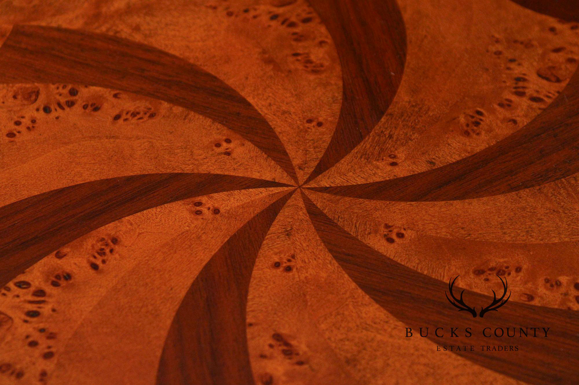 Theodore Alexander Round Inlaid Burlwood Center Table