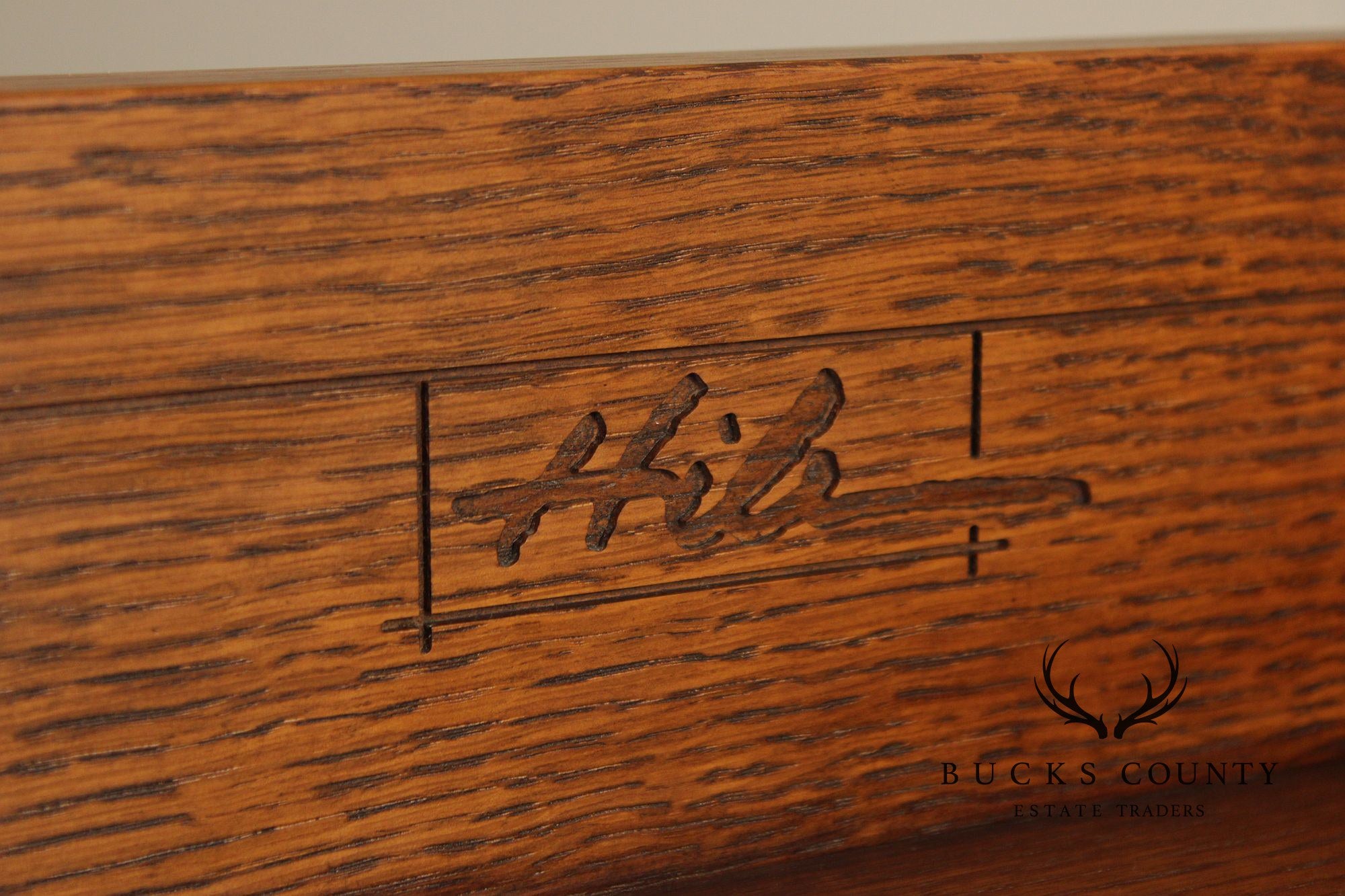 Warren Hile Studio Mission Style Quarter Sawn Oak Tapered Bookcase