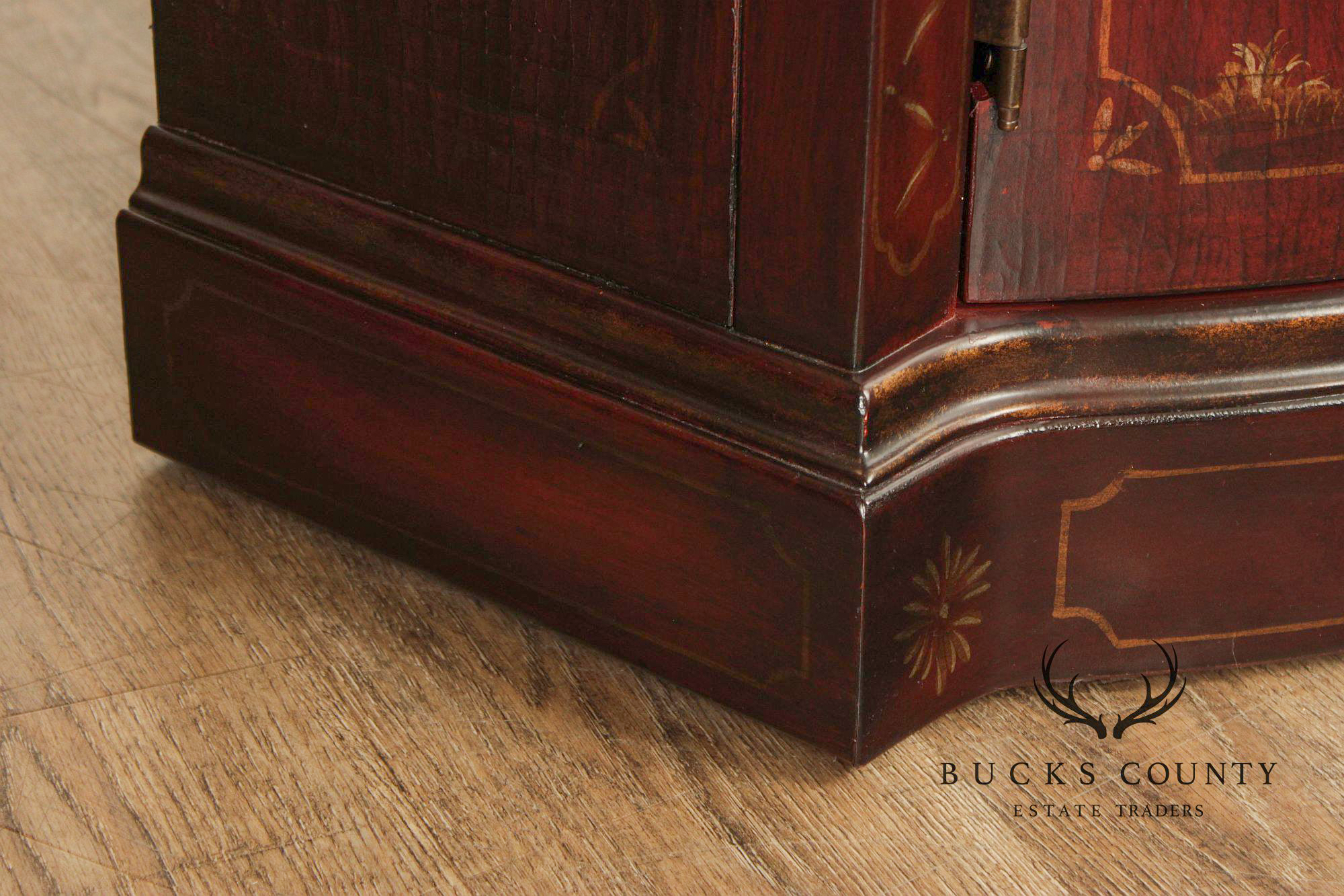 Ethan Allen Chinoiserie Decorated Demilune Cabinet