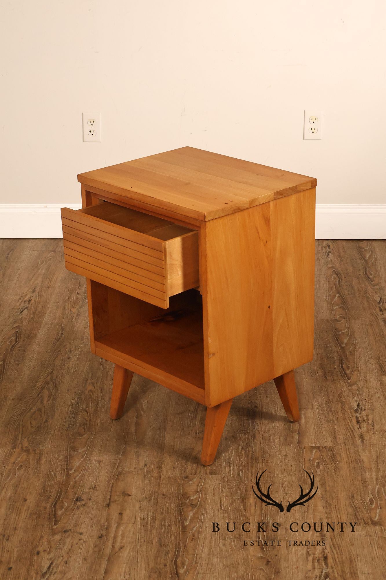 Mid Century Modern Pine Nightstand