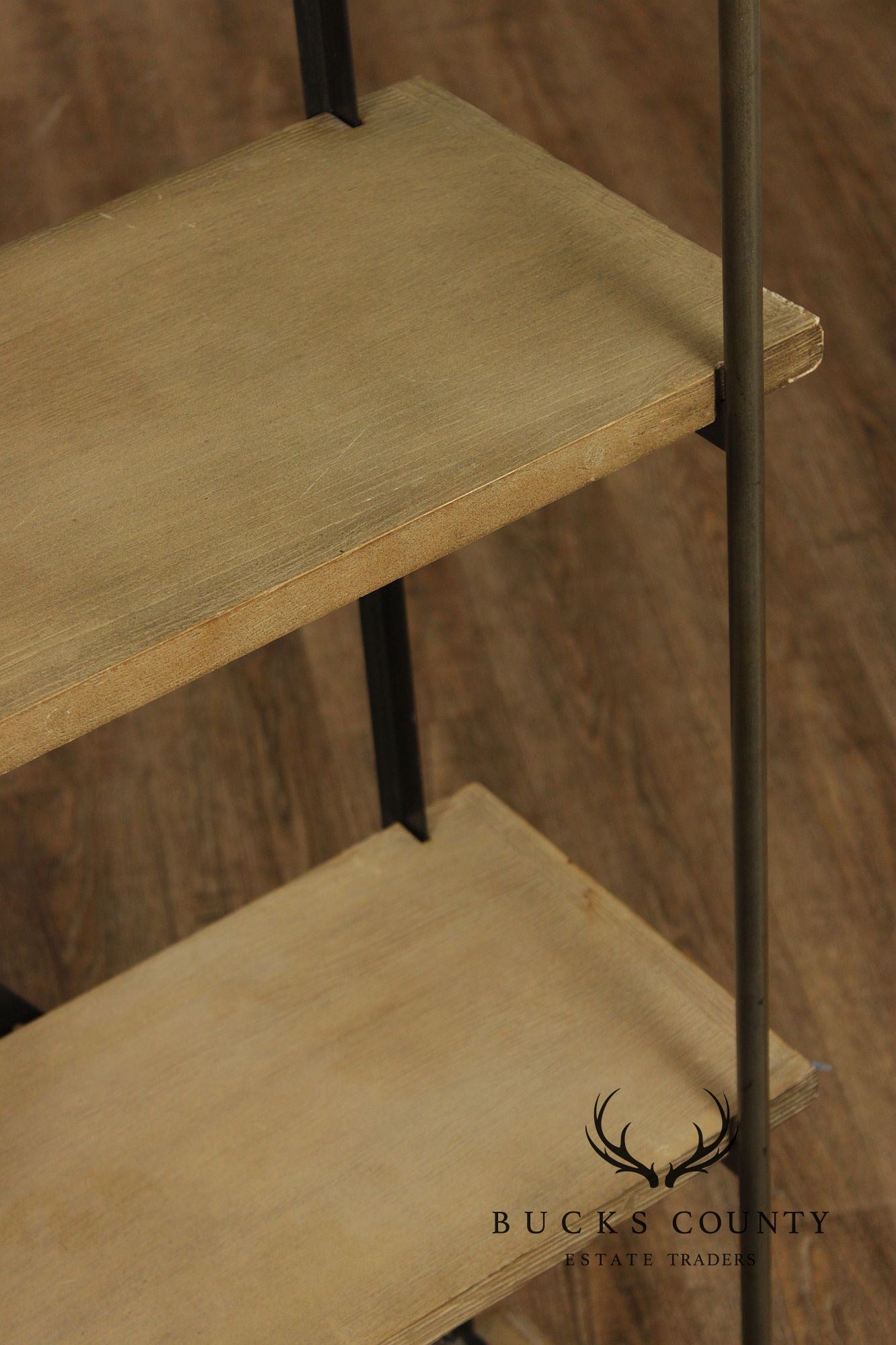 Transitional Industrial Style Iron And Wood Etagere Bookcase