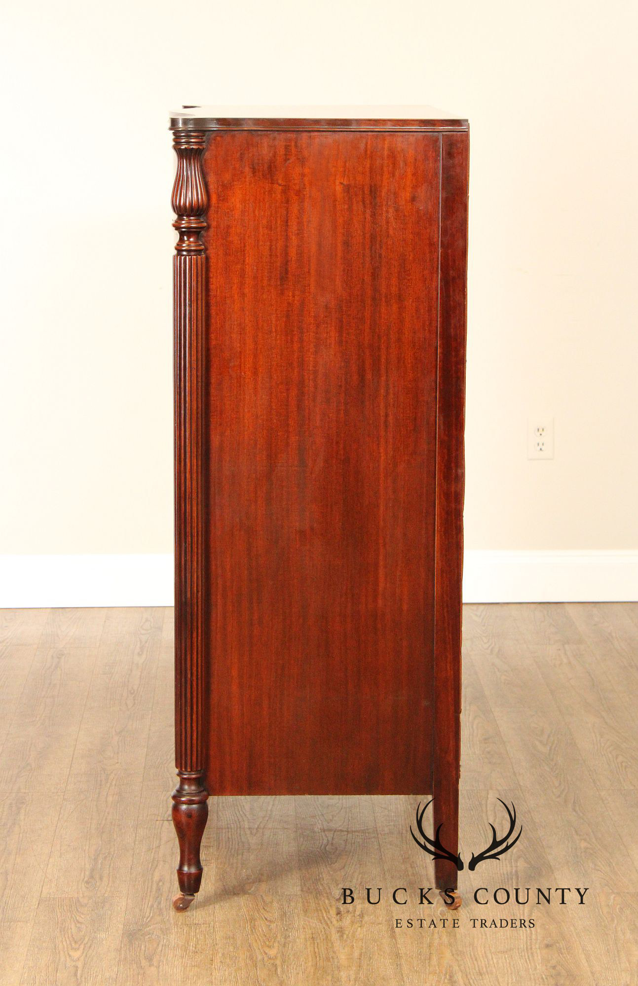 1940's Vintage Regency Style Mahogany Tall Chest