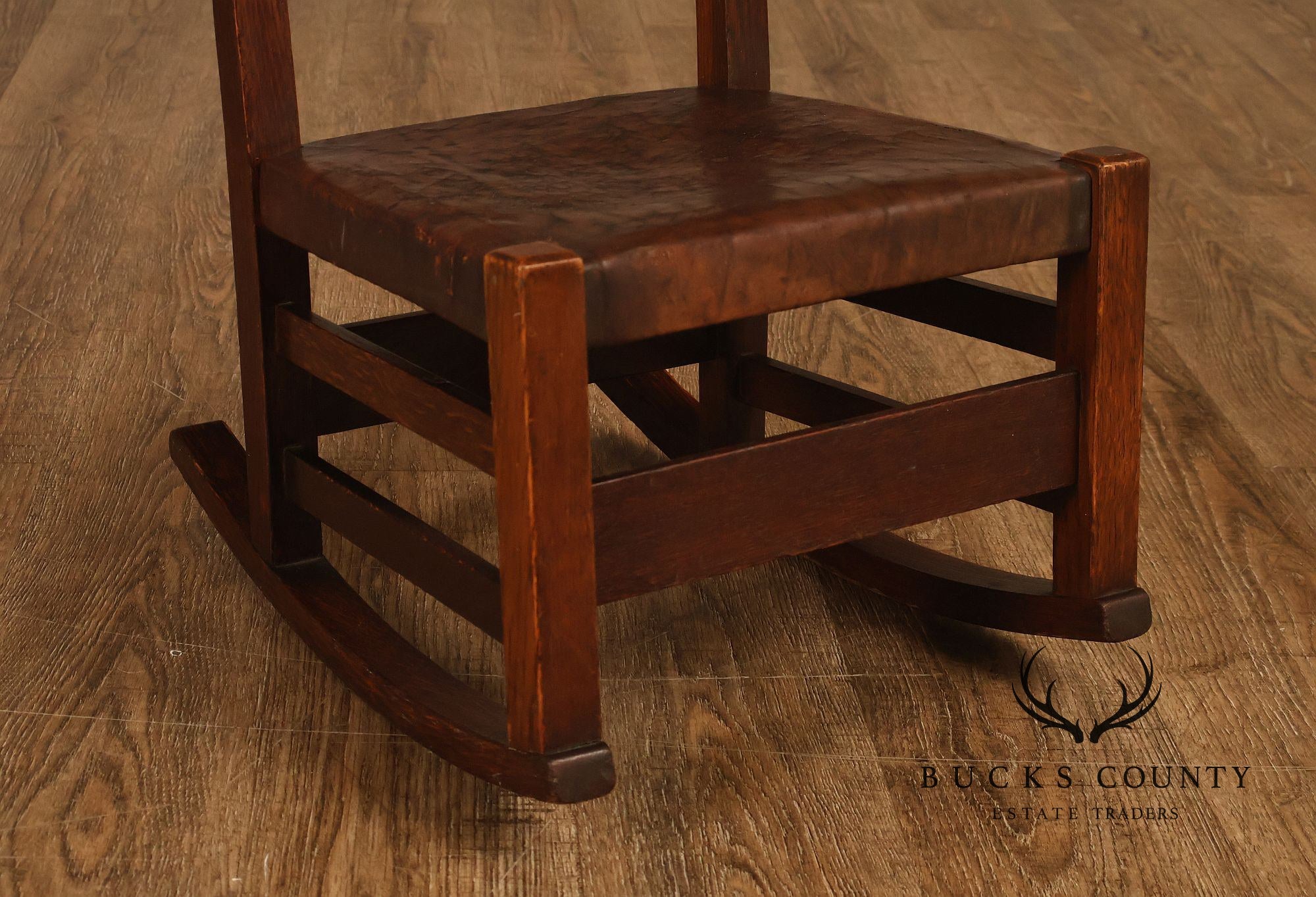 Antique Gustav Stickley Arts And Crafts Oak Child's Chair And Rocker