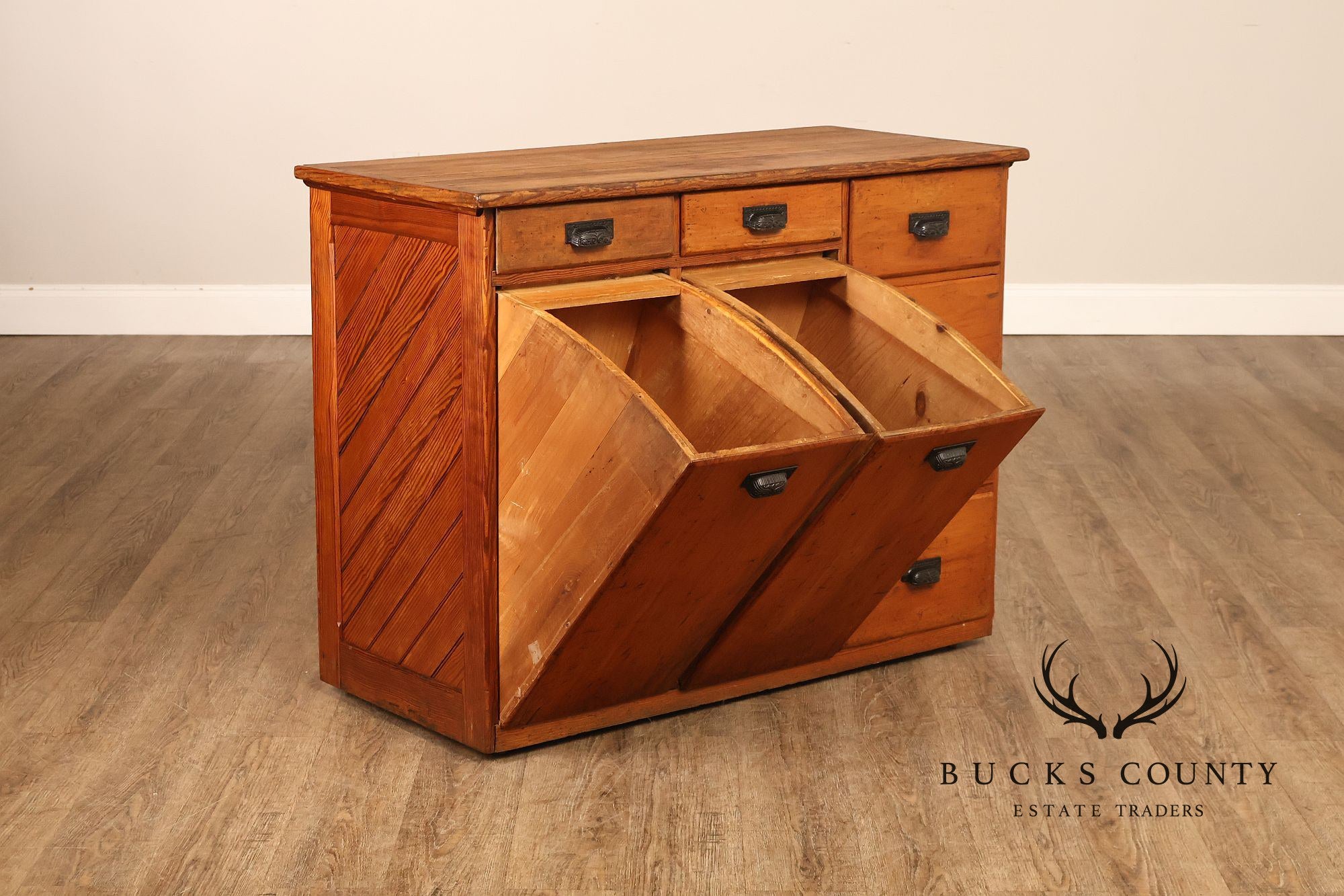 County Style Antique Industrial Baker’s Cabinet