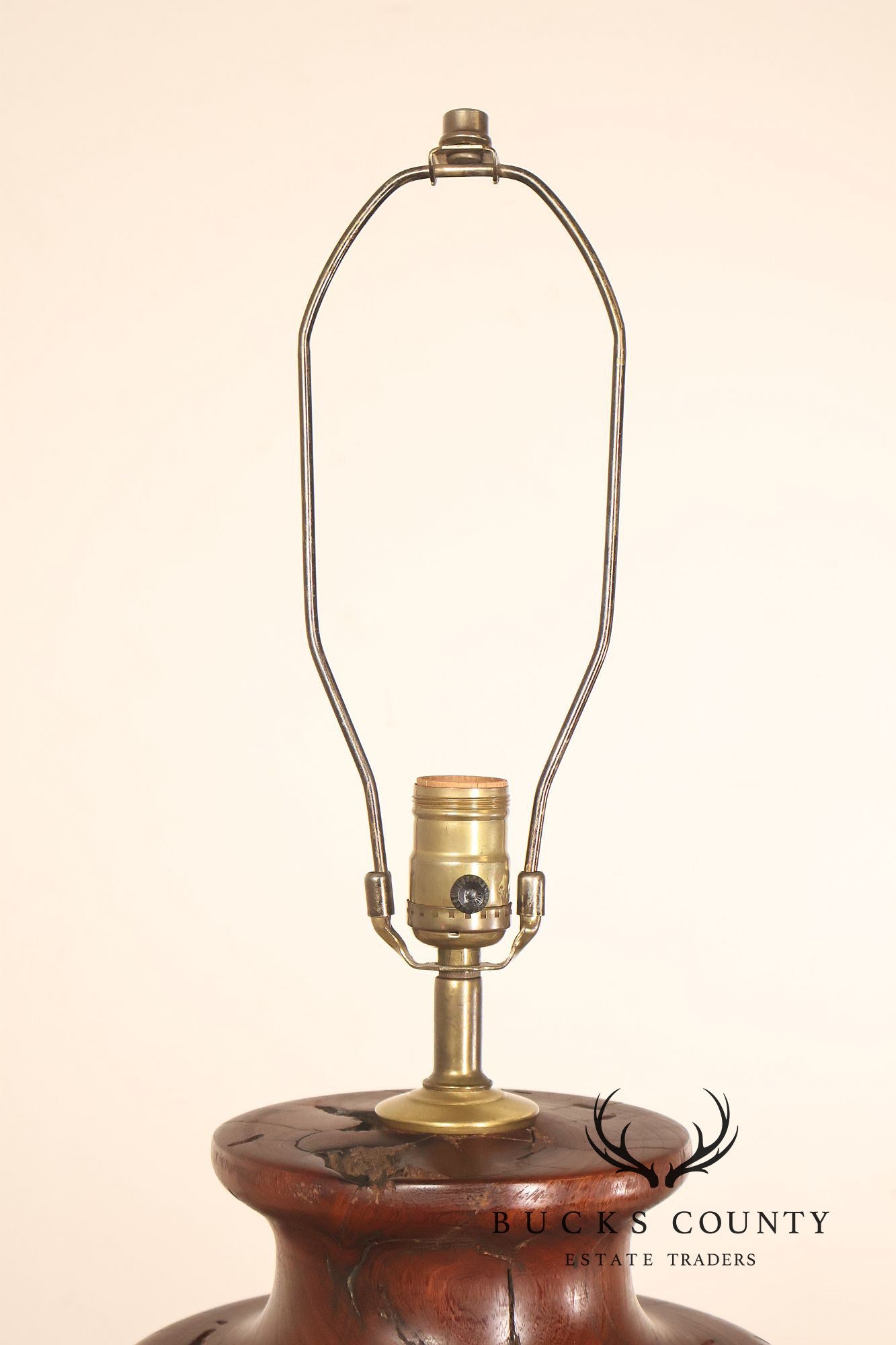 Organic Modern Mid Century Modern Pair of Turned Wood Table Lamps