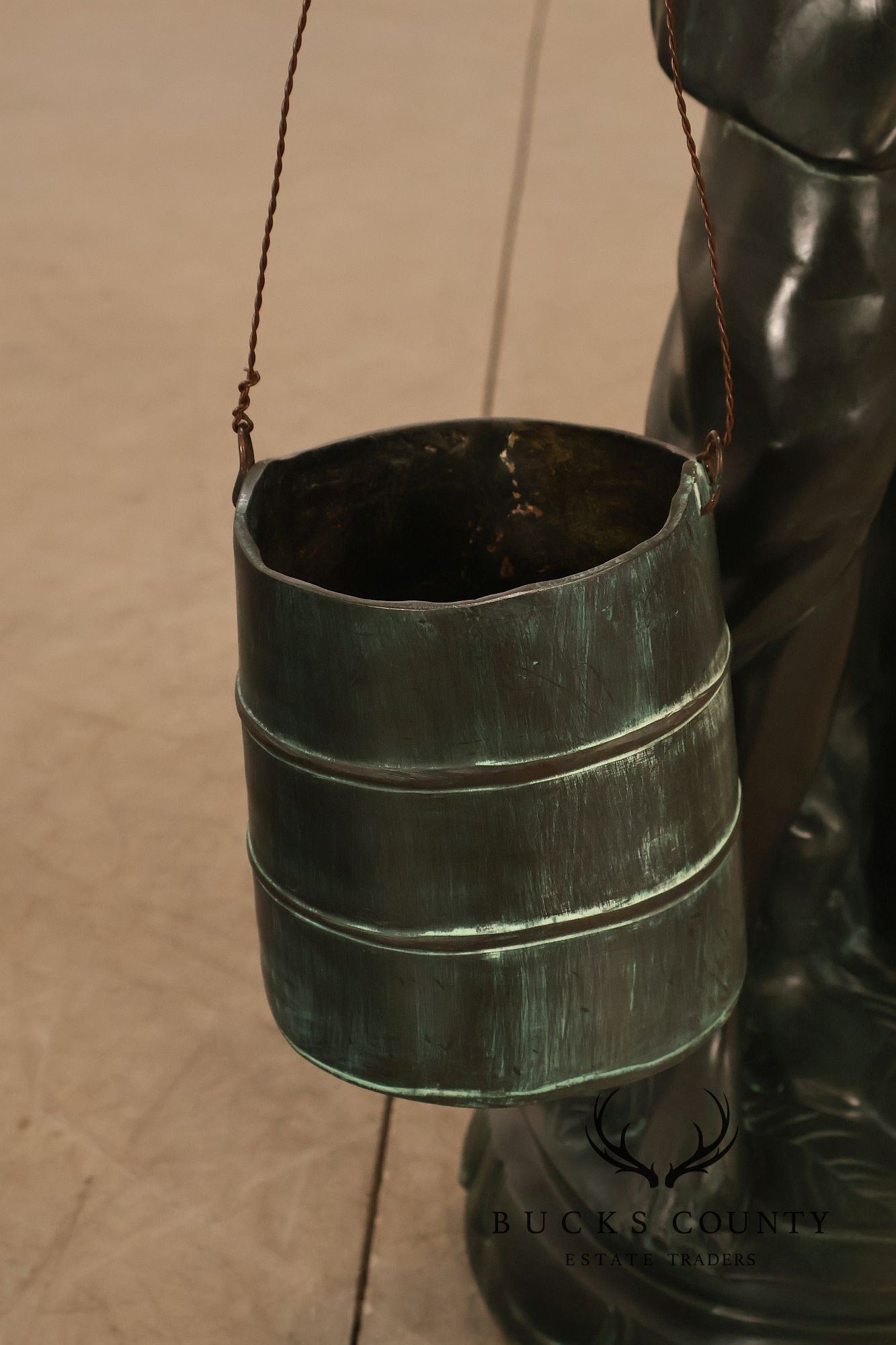 Asian Style Bronze Water Carrier Figural Sculpture