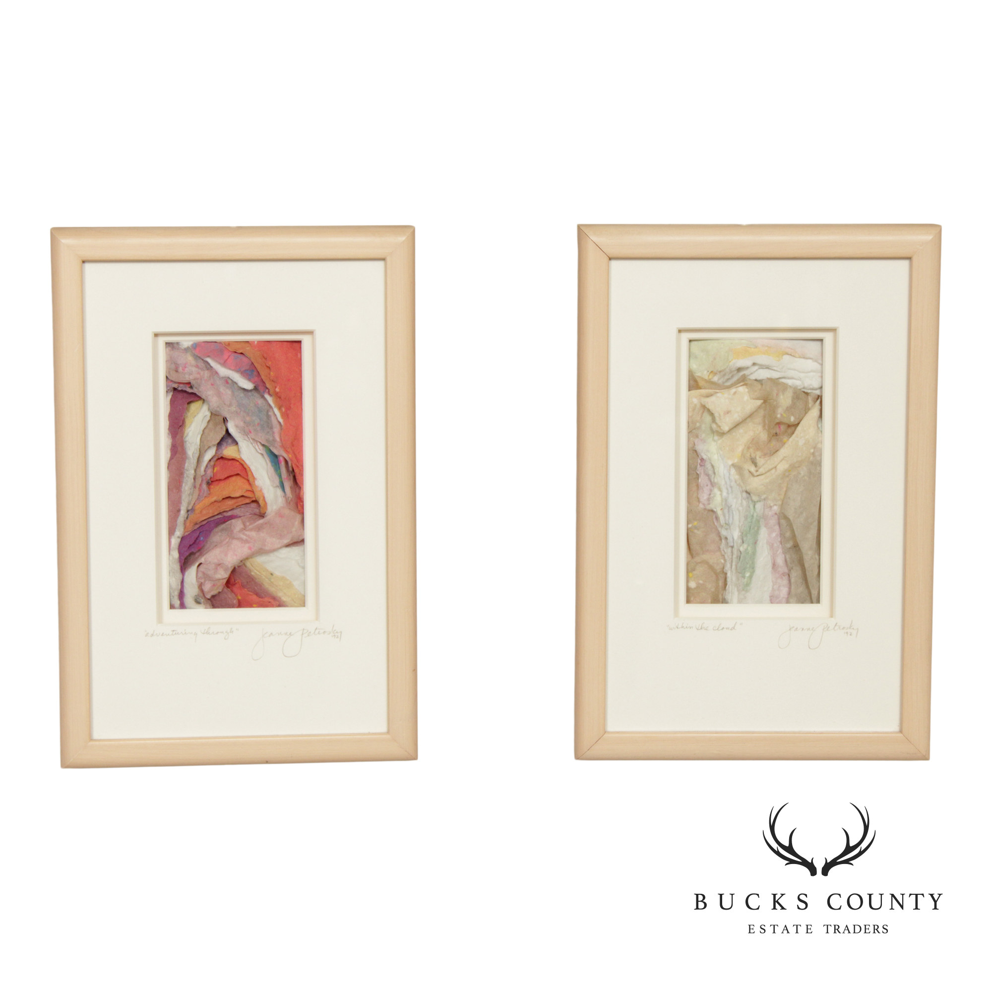 Jeanne Petrosky Pair of Framed Mixed Media, 'Within the Cloud' and 'Adventuring Through'