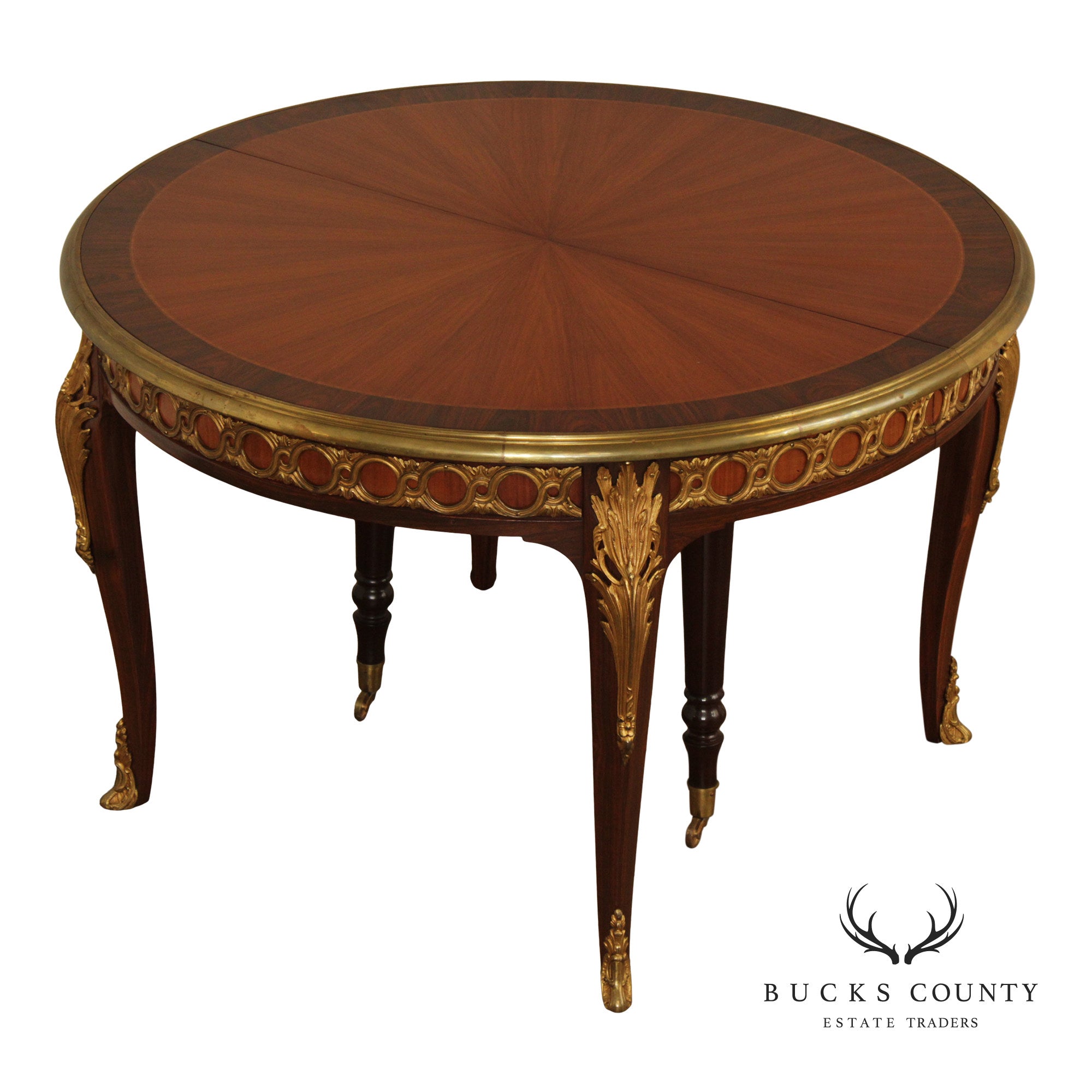 French Louis XV Style Ormolu Mounted Round Expandable Dining Table