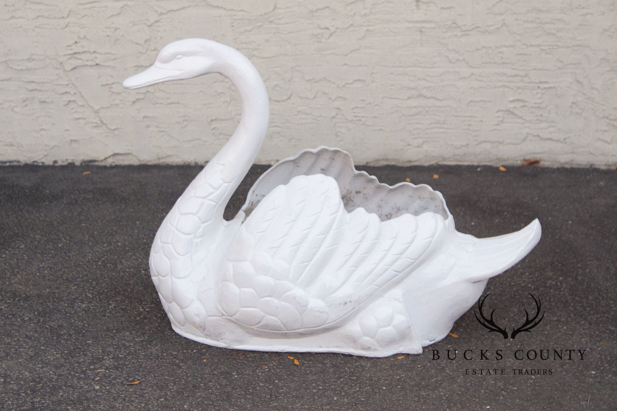 Vintage Cast Metal Swan Garden Planter