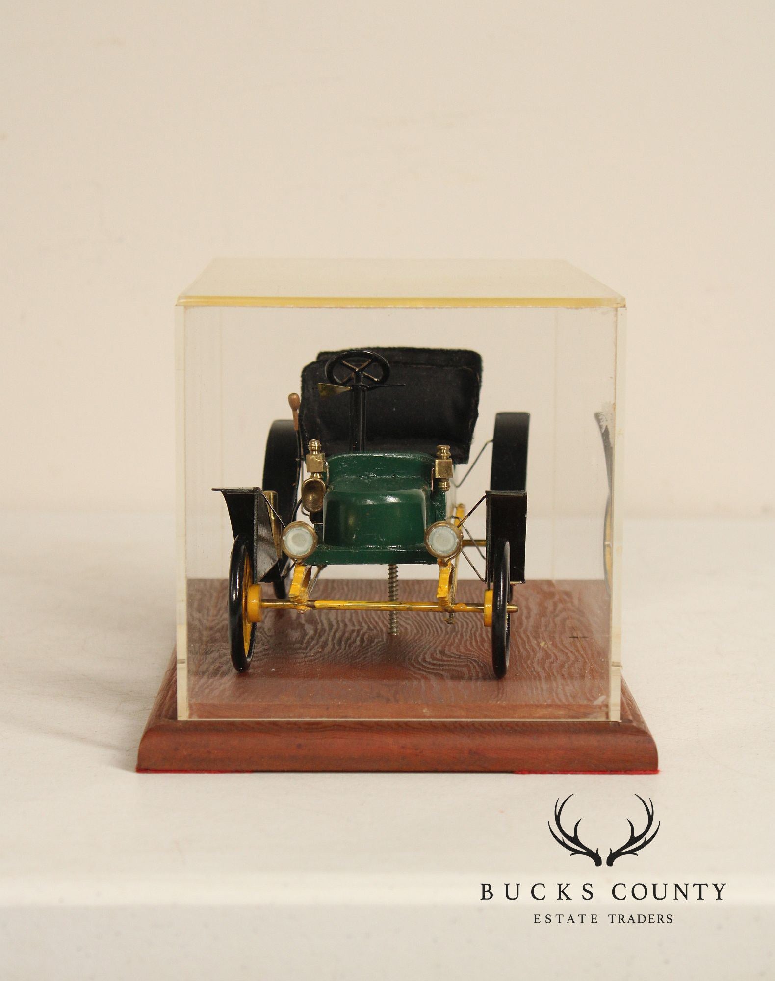 Philip Jacoby Carved Wood Stanley Steamer Automobile in Display Case